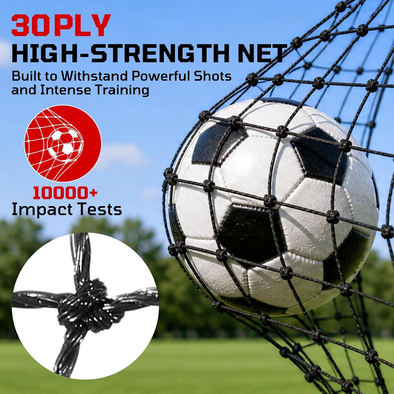 6 x 4 FT Soccer Goal for Backyard, 2-in-1 Metal Soccer Goal with Angle Adjustable Rebounder Net, Heavy-Duty Steel Frame, Includes Agility Ladder & Cones, Soccer Training Equipment for Teens - Image 3