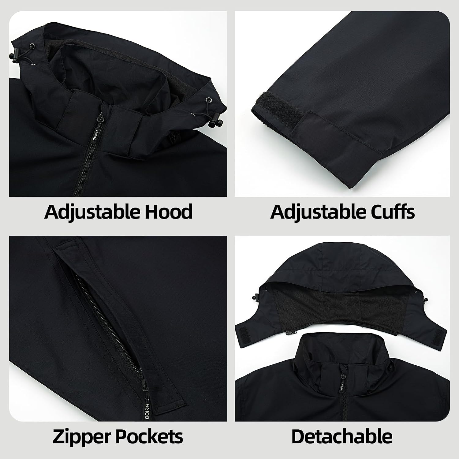 Men's Lightweight Hooded Jacket Waterproof Windbreaker Raincoat Shell Jacket for Outdoor Hiking Traval - Image 6