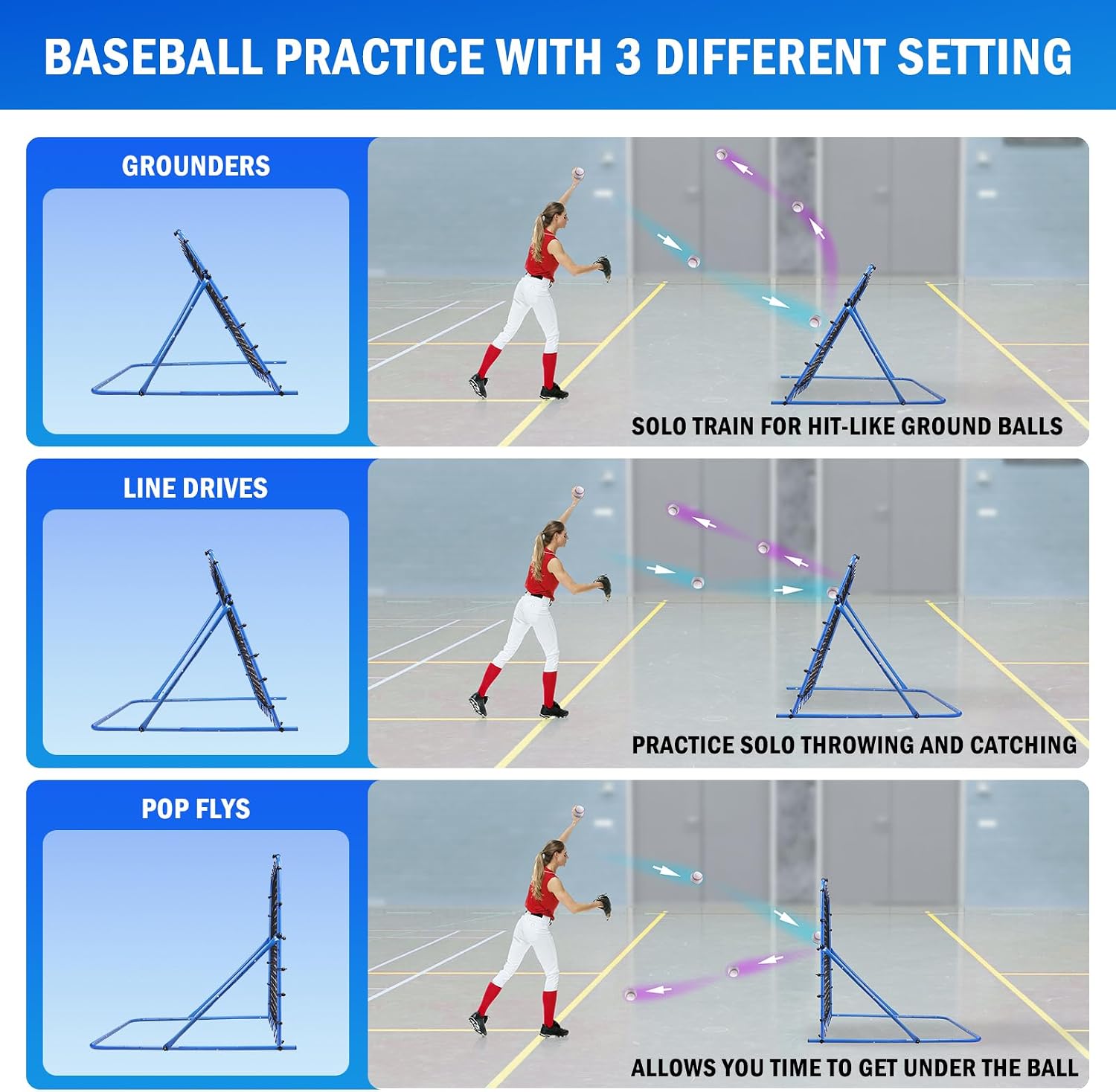 Soccer Baseball Rebounder Soccer Goal Net, Volleyball Rebound Pitchback Net | Quick Switch Angle Soccer Softball Training for Ball Control, Passing, Bounce Back Practice, Easy Setup Lacrosse Soccer Gifts - Image 3