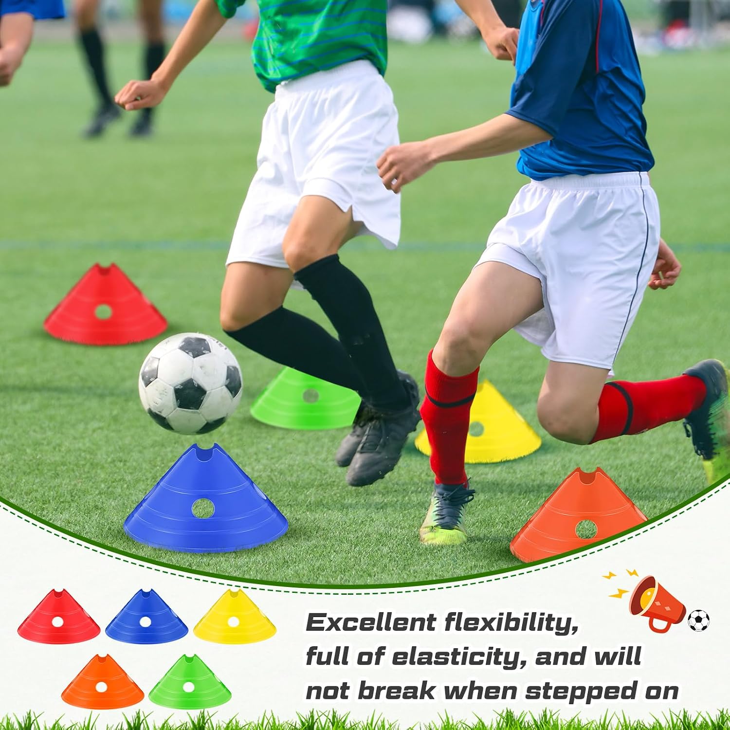 Jumbo Disc Cones Jumbo Soccer Cones with Mesh Bag Giant Large Agility for Soccer Training Adult Sports - Image 4