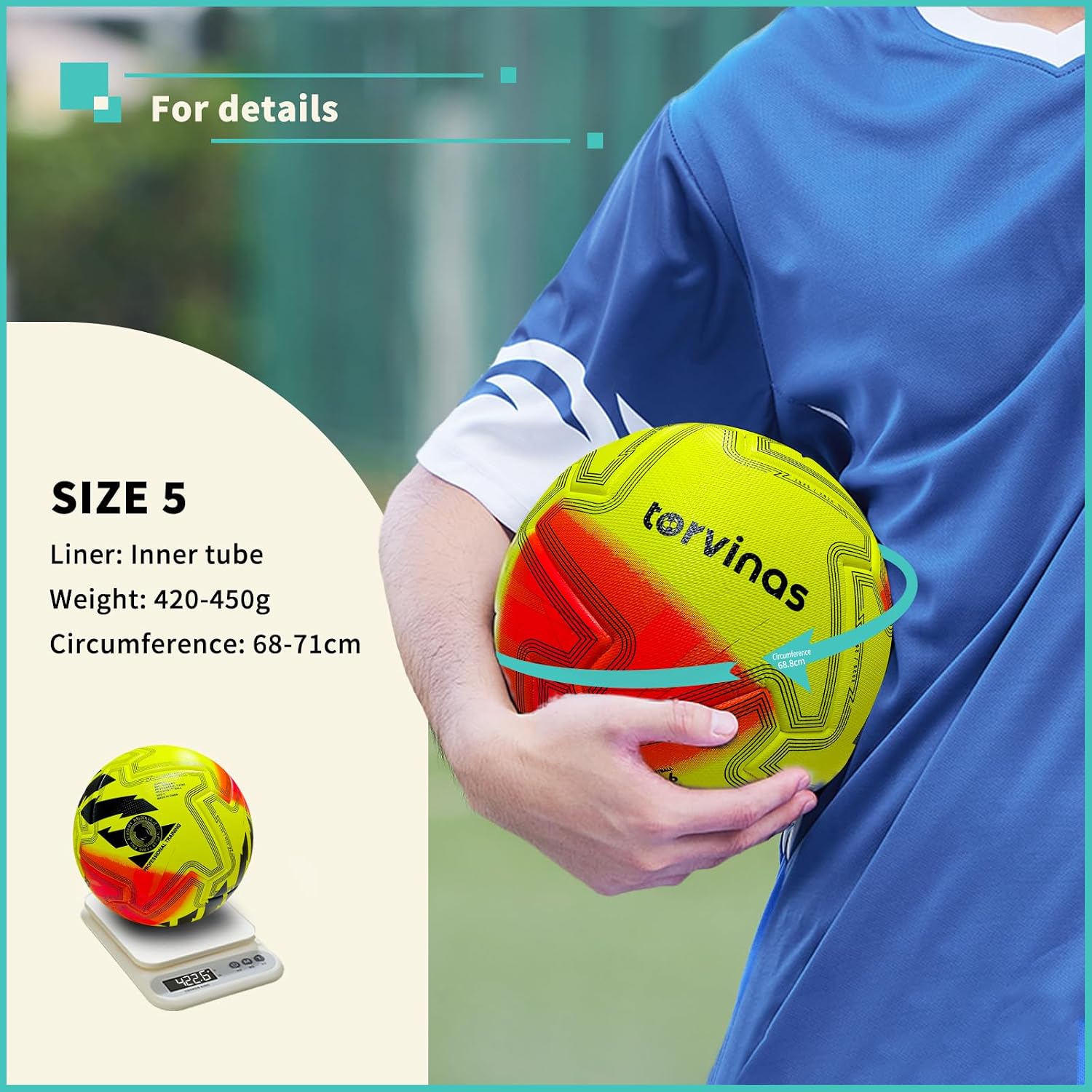 Soccer Ball Size 5,4 – Thermal Bonded Waterproof PU Leather | Professional Training & Match Ball for Youth & Adults, with Pump & Bag, Training Gift Set - Image 2