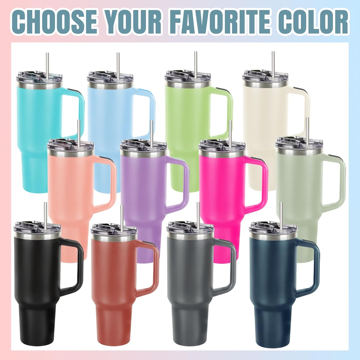 Personalized 40oz Tumbler-Custom Water Bottle with Engraved Flower&Name | Custom Stainless Steel Tumbler with Handle and Straw Lid, Personalized Mothers Valentine Birthday Gifts for Mom Women Sister - Image 7