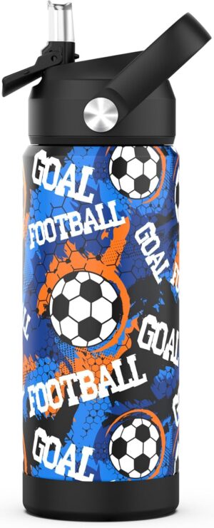 Boys Soccer Water Bottle for School...