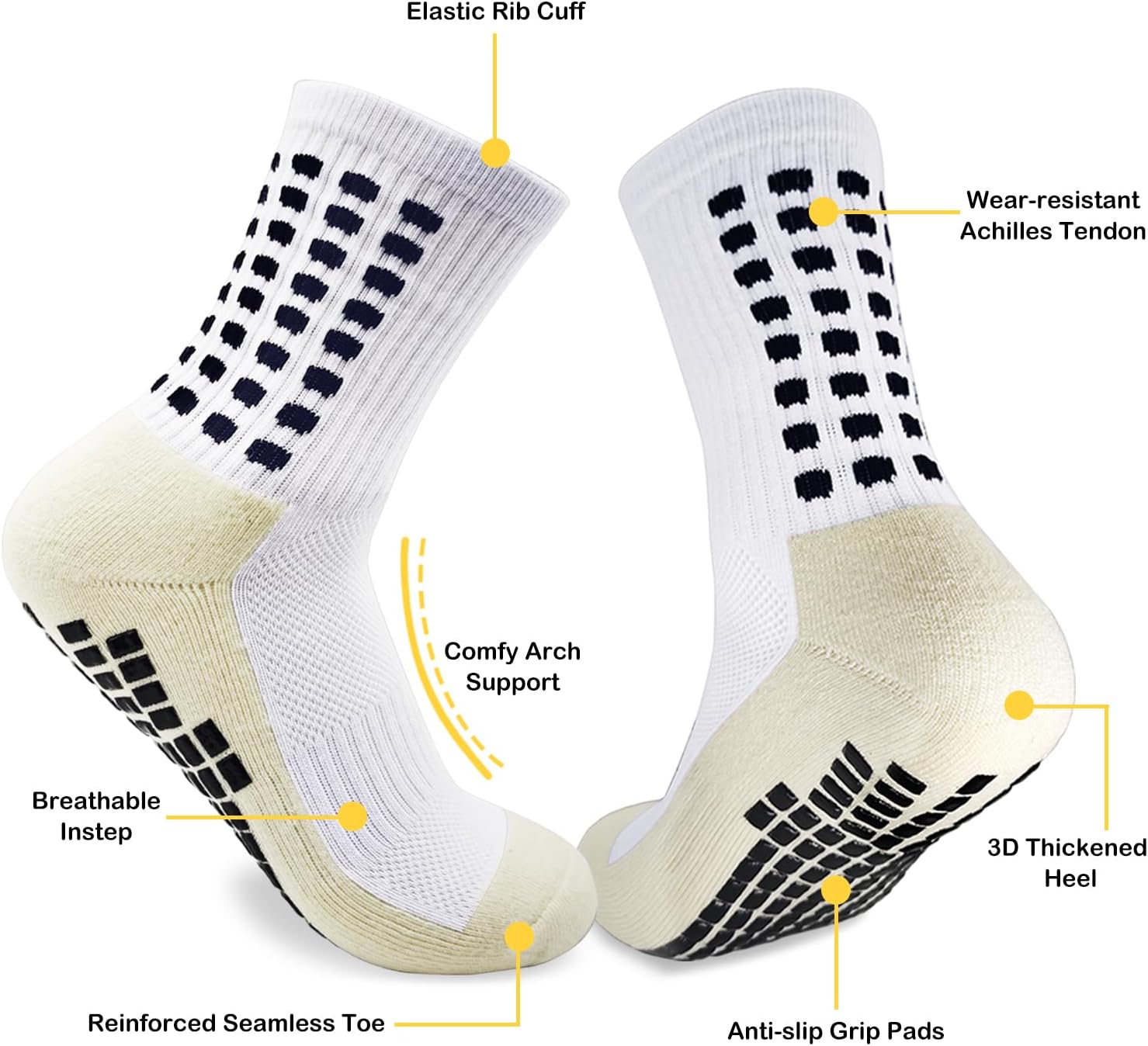 5 Pairs Soccer Grip Socks Men: Non Slip Grippy Socks for Football Sports | Arch Support Anti-Slip Engineered for Performance and Comfort for Soccer, Basketball Athletic Running - Image 7