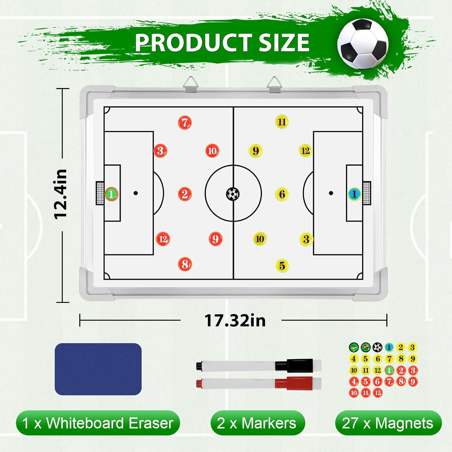 Soccer Dry Erase Coaches Clipboard, Large Soccer Lineup Coaching Strategy Tactics Board,Portable Soccer Clipboard for Coaches Soccer Dry Erase Whiteboard Strategy Tactical Blackboard - Image 2