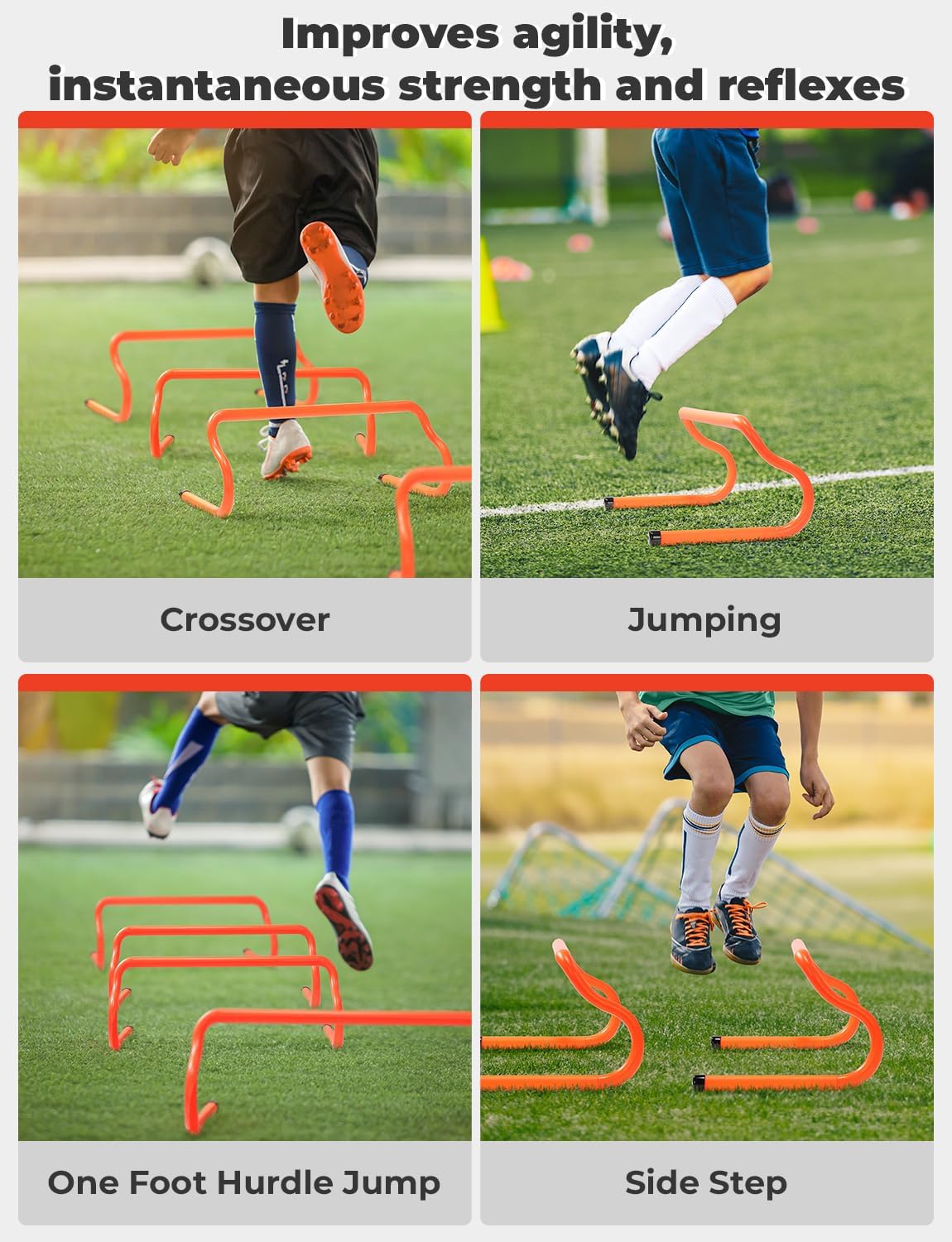 GHB Agility Hurdles 8" Speed Agility Training Hurdles | Detachable Sturdy Hurdles Training Equipment Set with Carry Bag for Kids,Athletes,Soccer,Basketball - Image 5