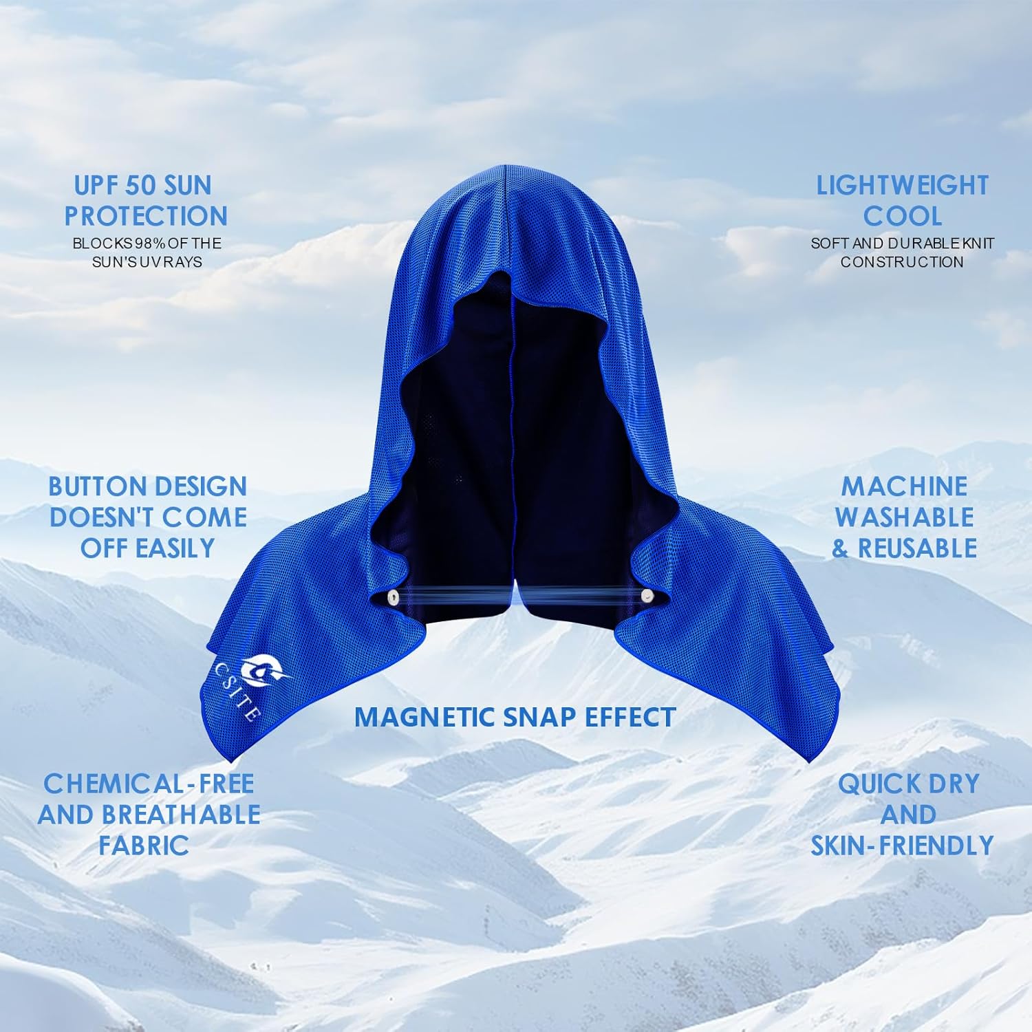 CSITE 2 Pack Cooling Hoodie Towels, Instant Cooling Towels for Neck and Face, UPF 50 Sun Protection, Ice Towel for Hot Weather, Head Towel for Sports, Camping, Cycling & More Activities - Image 2