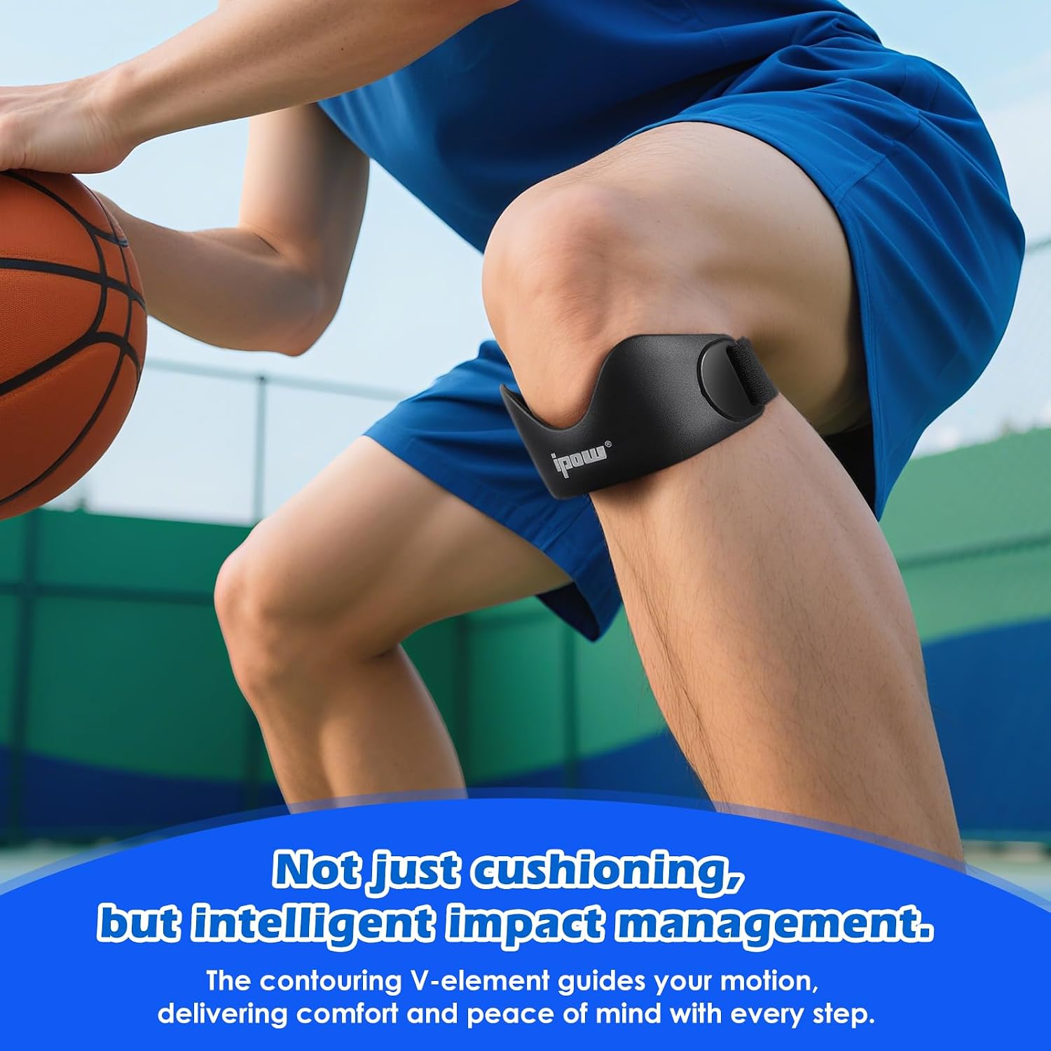 IPOW Silicone Patellar Tendon Support Strap Adjustable Non-Slip Patella Band Support Knee Brace for Hiking, Running, Jumpers Knee, Tendonitis, Basketball, Squats - Image 5