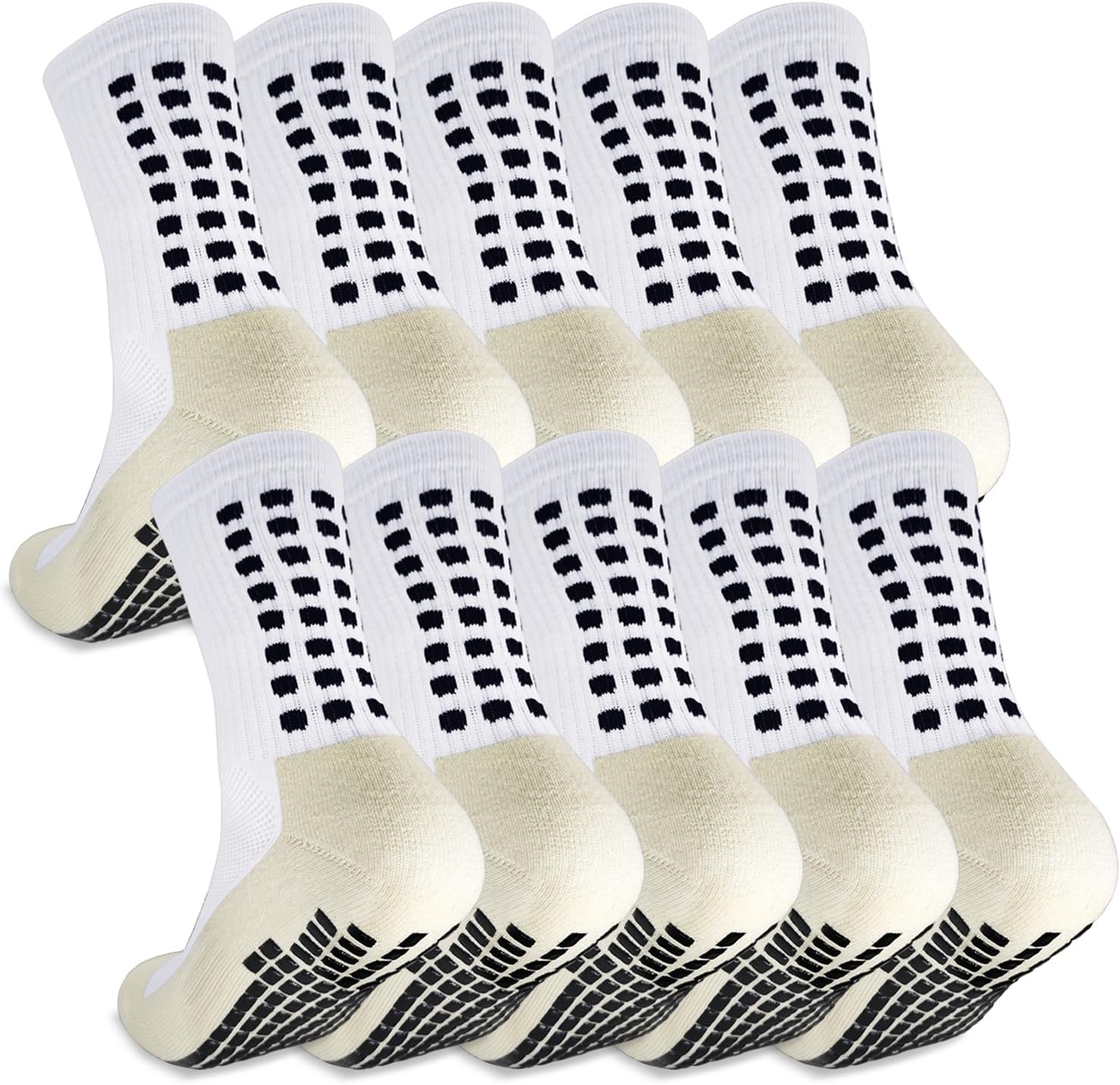 5 Pairs Soccer Grip Socks Men: Non Slip Grippy Socks for Football Sports | Arch Support Anti-Slip Engineered for Performance and Comfort for Soccer, Basketball Athletic Running