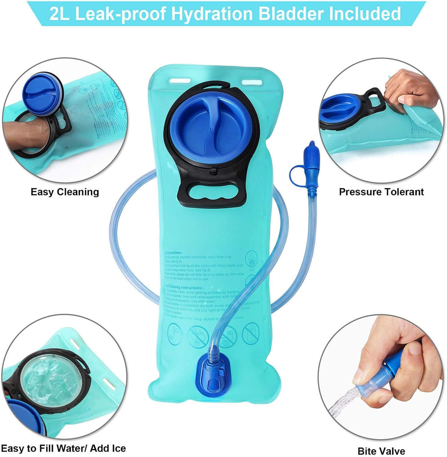 MIYCOO Hydration Backpack - Hiking Water Backpack with 2L Water Bladder | Running Hydration Vest Backpack for Men Women, Lightweight Hydration Pack for Hiking, Cycling, Climbing - Image 3