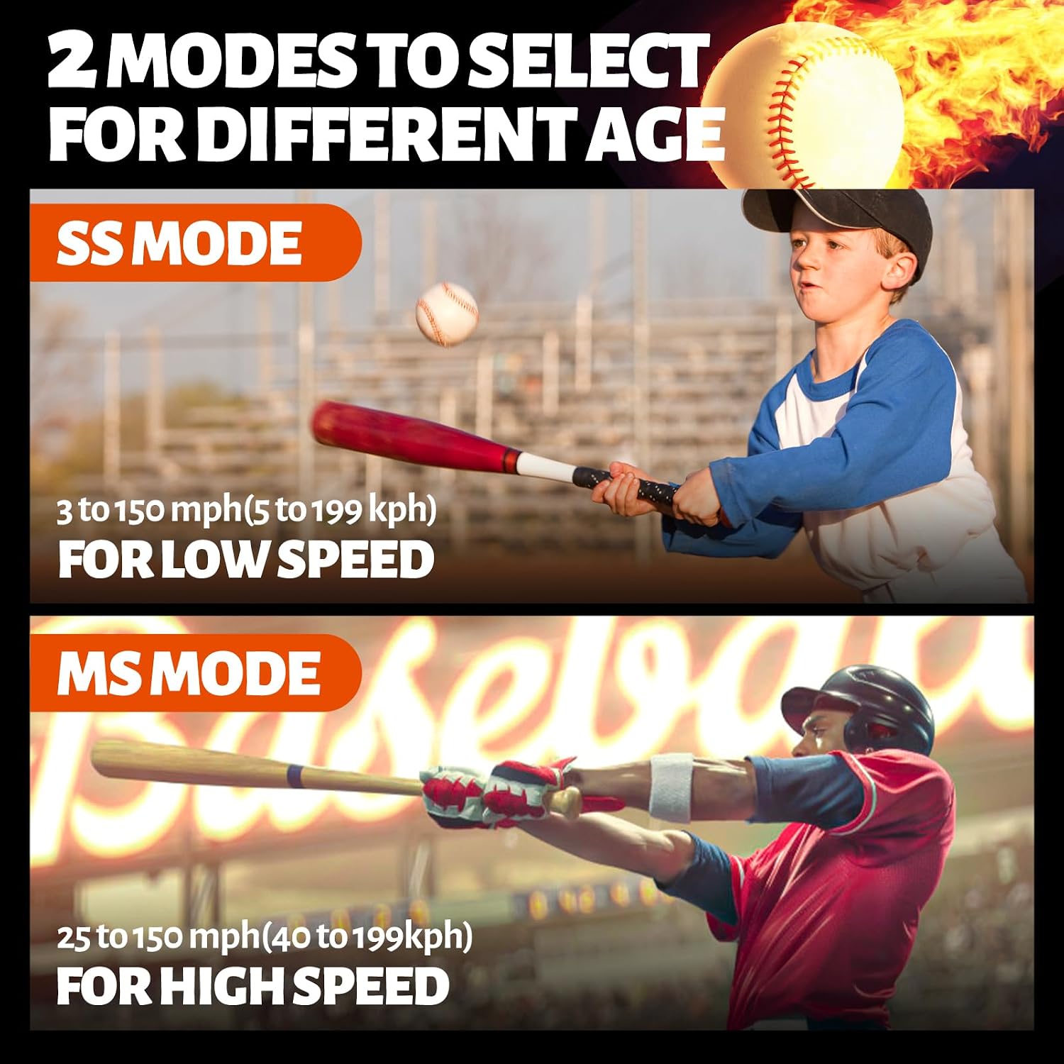 SPOYNAL Baseball Radar Gun, Dual LED/LCD Display, 10-Data Recall | Speed training equipment for baseball, softball & soccer with a large display and playback of the 10 most recent readings - Image 6