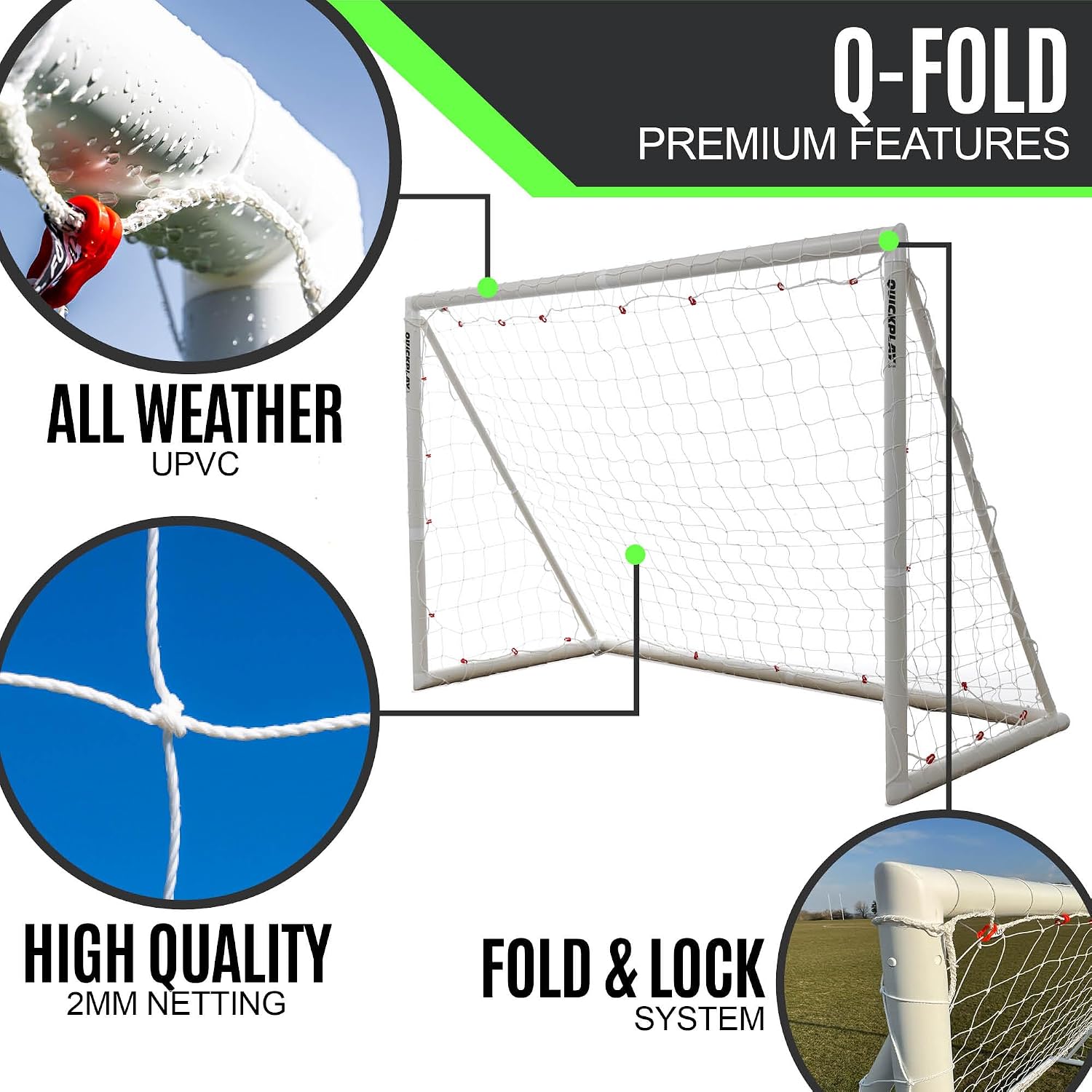 QUICKPLAY Q-Fold Soccer Goal | 30-Second Folding Design for Easy Setup | Portable & Weatherproof uPVC Soccer Goal for Backyard | Durable Post for Adults & Kids - Image 5