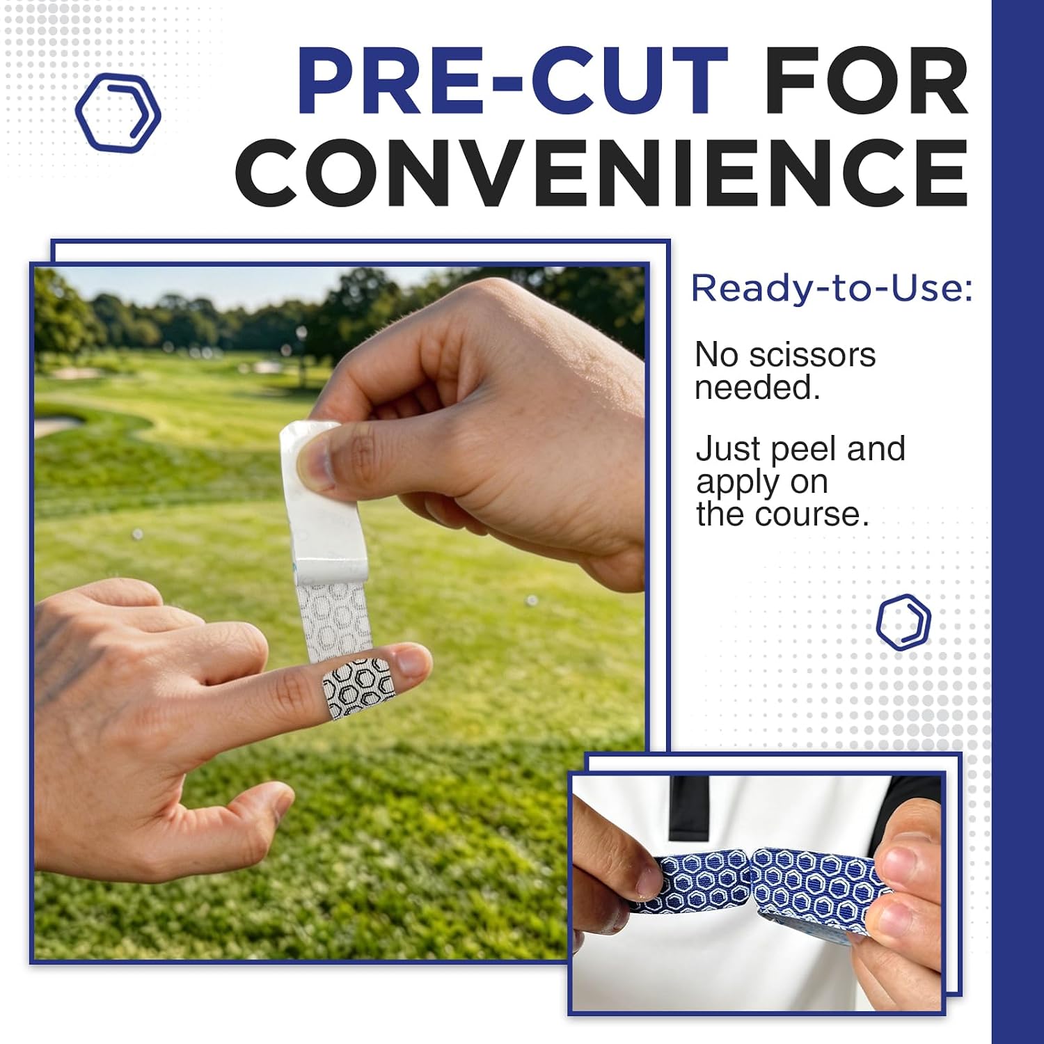 OK TAPE Golf Tape for Fingers, 110 Strips, Finger Tape for Golf, Tennis | Blister Prevention Tape, Flexible, Sweatproof, Synthetic Fiber, Pre-Cut Elastic Athletic Tape (2 Rolls, White) - Image 2