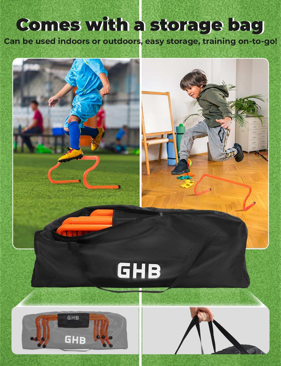 GHB Agility Hurdles 8" Speed Agility Training Hurdles | Detachable Sturdy Hurdles Training Equipment Set with Carry Bag for Kids,Athletes,Soccer,Basketball - Image 6