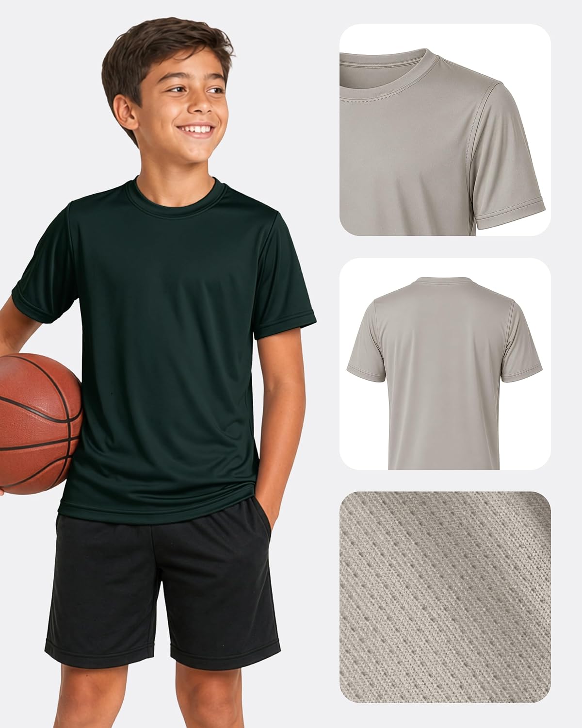 PURE CHAMP Boys Athletic Shirts 6 Pack Dry Fit Short Sleeve Boys Tshirts Basketball Baseball Soccer Tee Kids Youth & Teens - Image 3