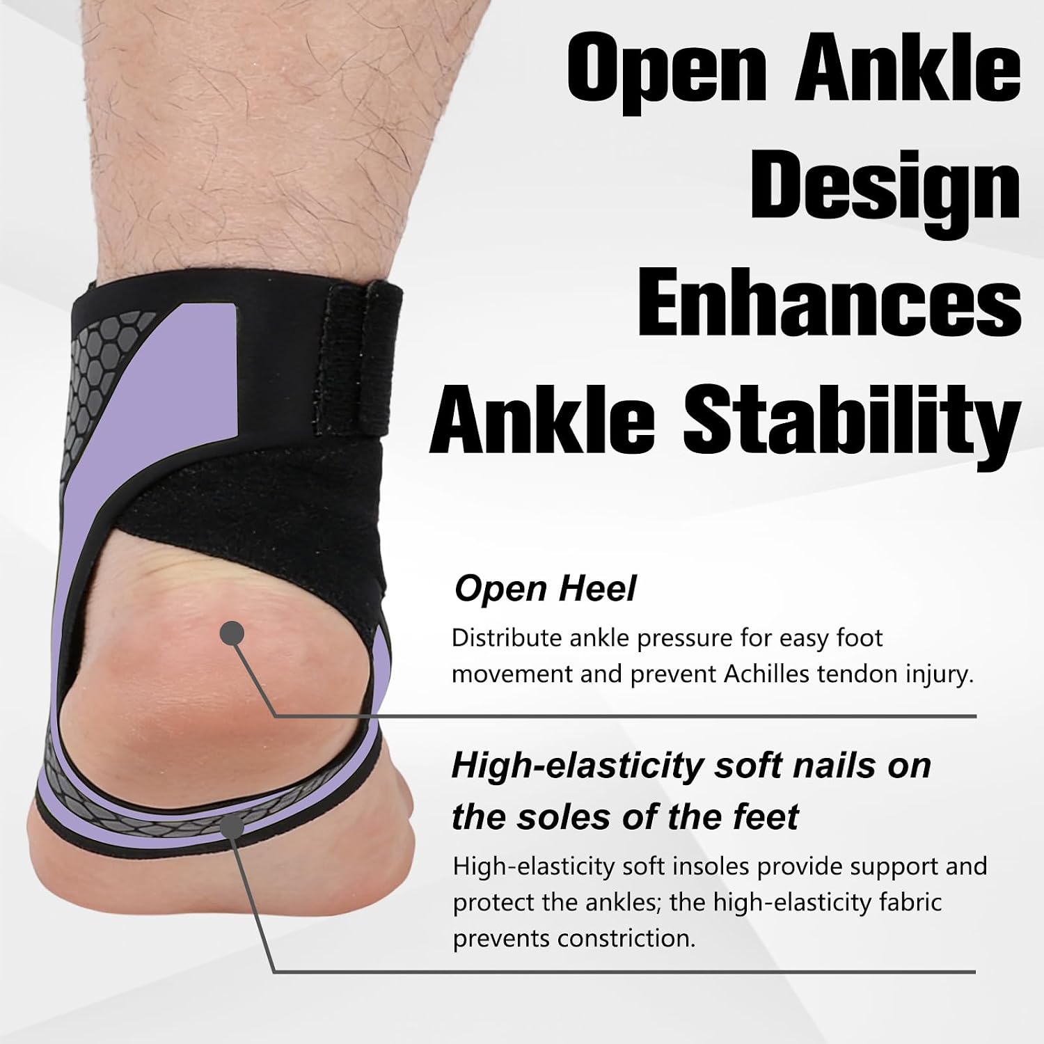 2Pcs Ankle Brace Compression Support Stabilizer,Lace-Up Sports Basketball Sprain Recovery Men Women Adjustable Foot Ankle Orthopedic Grade Tendonitis Protection (Black Gray) - Image 4