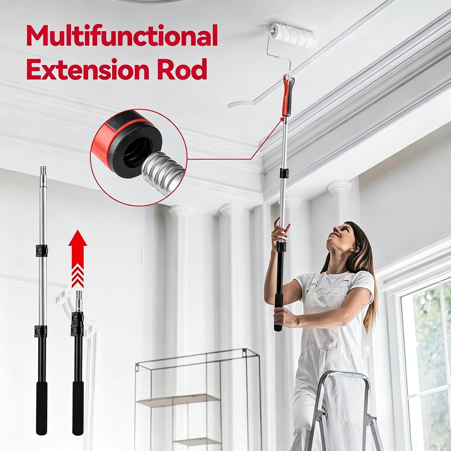 Mister Rui 22-Pc Paint Roller Kit with 4"&9" Rollers & Extension Pole | Complete Set with Tray, Liners, Roller Covers, Brushes, Tape and Drop Cloth. Ideal for Walls, Ceilings and Home Projects - Image 4