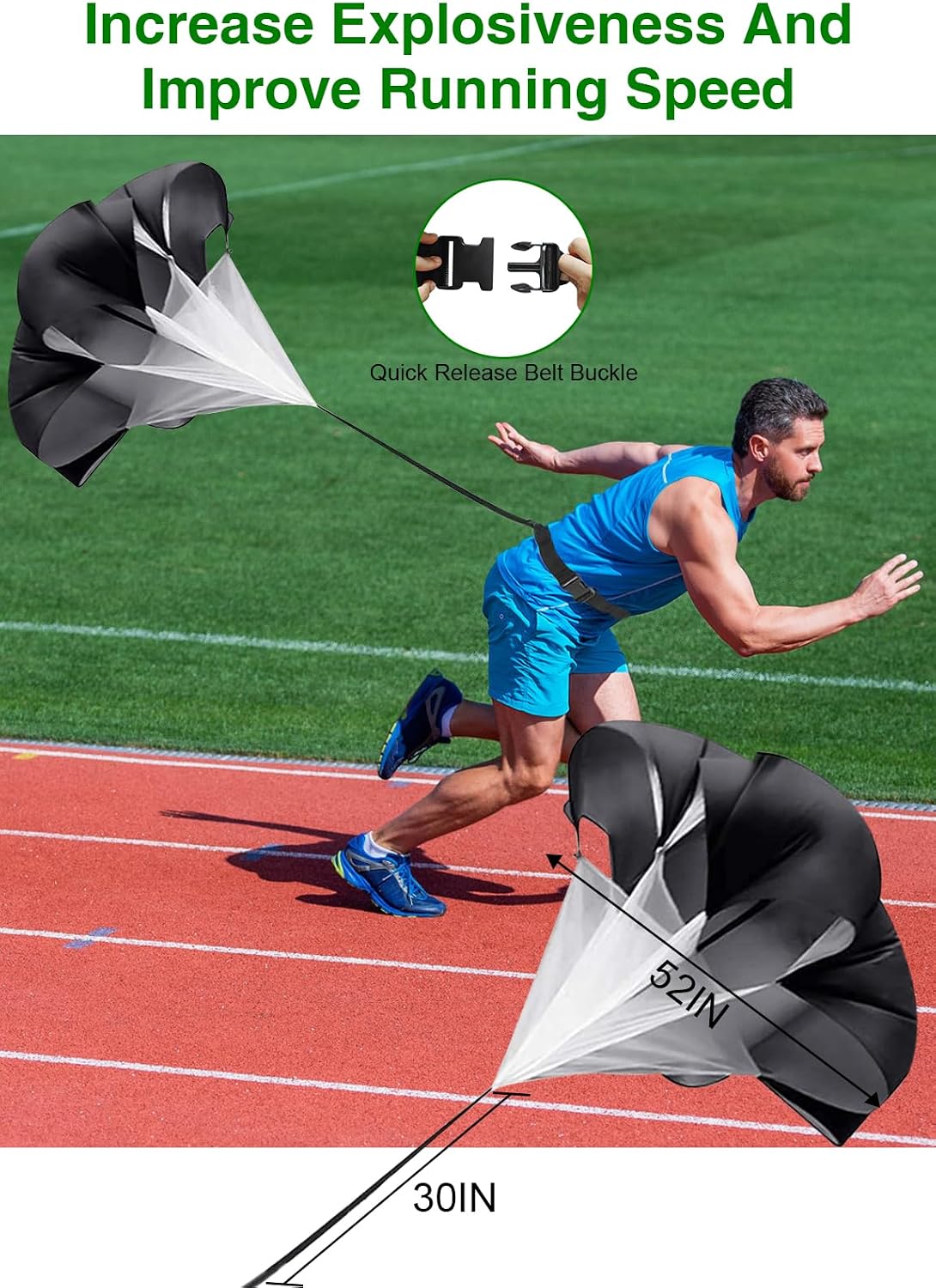 Hands Free Speed Agility Training Equipment Set - 20ft Agility Ladder, 10 Disc Cones, Resistance Parachute, 5 Resistance Bands & Carry Bag | Football Soccer Basketball Fitness Drills - Image 3