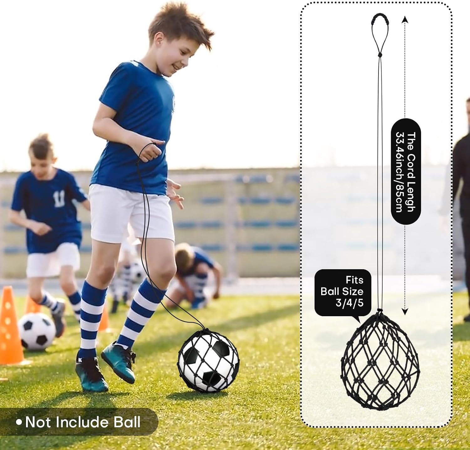 Soccer Kick Trainer 2 Psc with Return Net - Football Training Equipment for Boys & Girls - Practice Gear Compatible with Size 3 4 5 Balls - Image 2