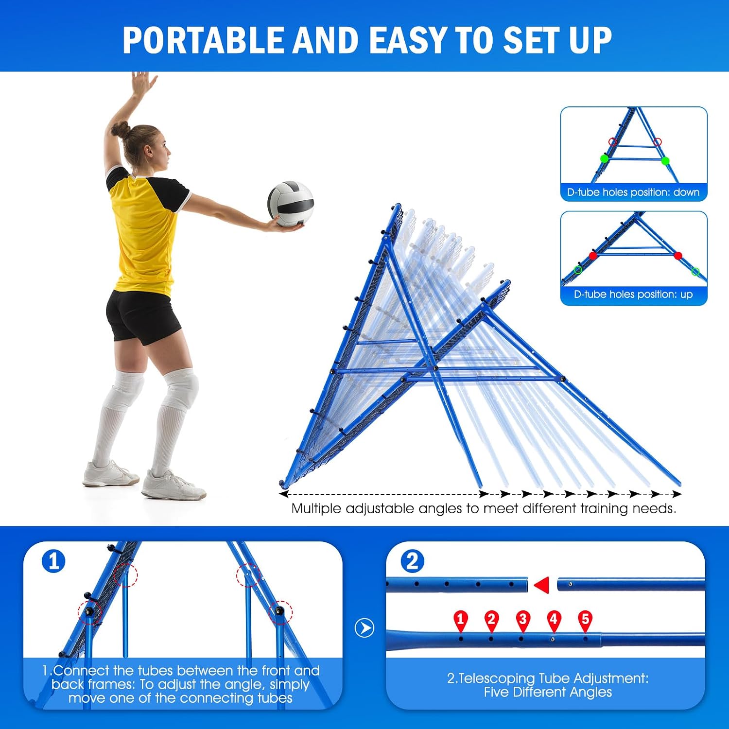 Volleyball Baseball Rebounder Net, Softball Rebounder Pitchback Net Quick Adjustments, Quick Adjustments Lacrosse Bounce Back Practice Equipment, Ideal for Outdoor Indoor and Backyard Training - Image 3