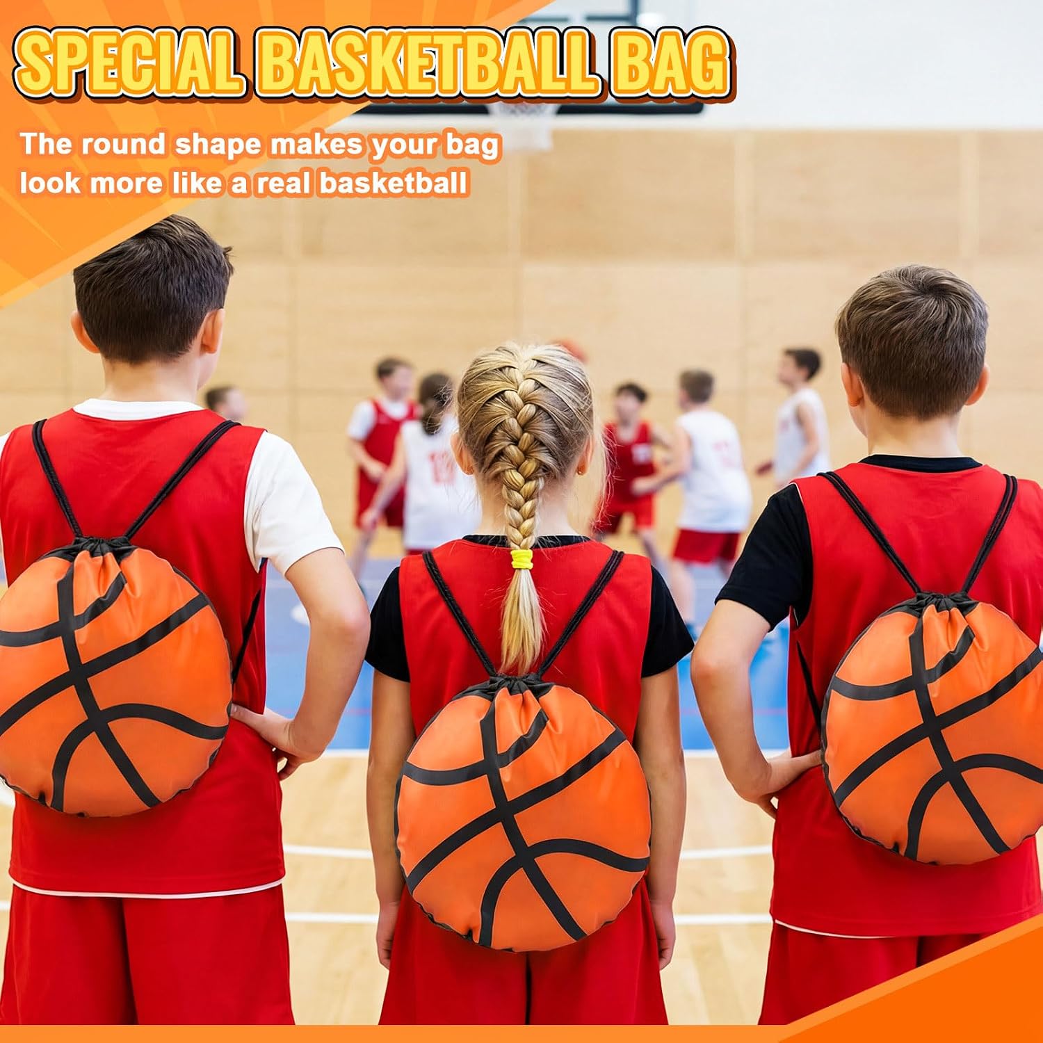 Kacctyen 12 Pcs Basketball Drawstring Bags Basketball Goodie Bags Sports Drawstring Backpack for Sports Party Favors for Girls Boys - Image 4