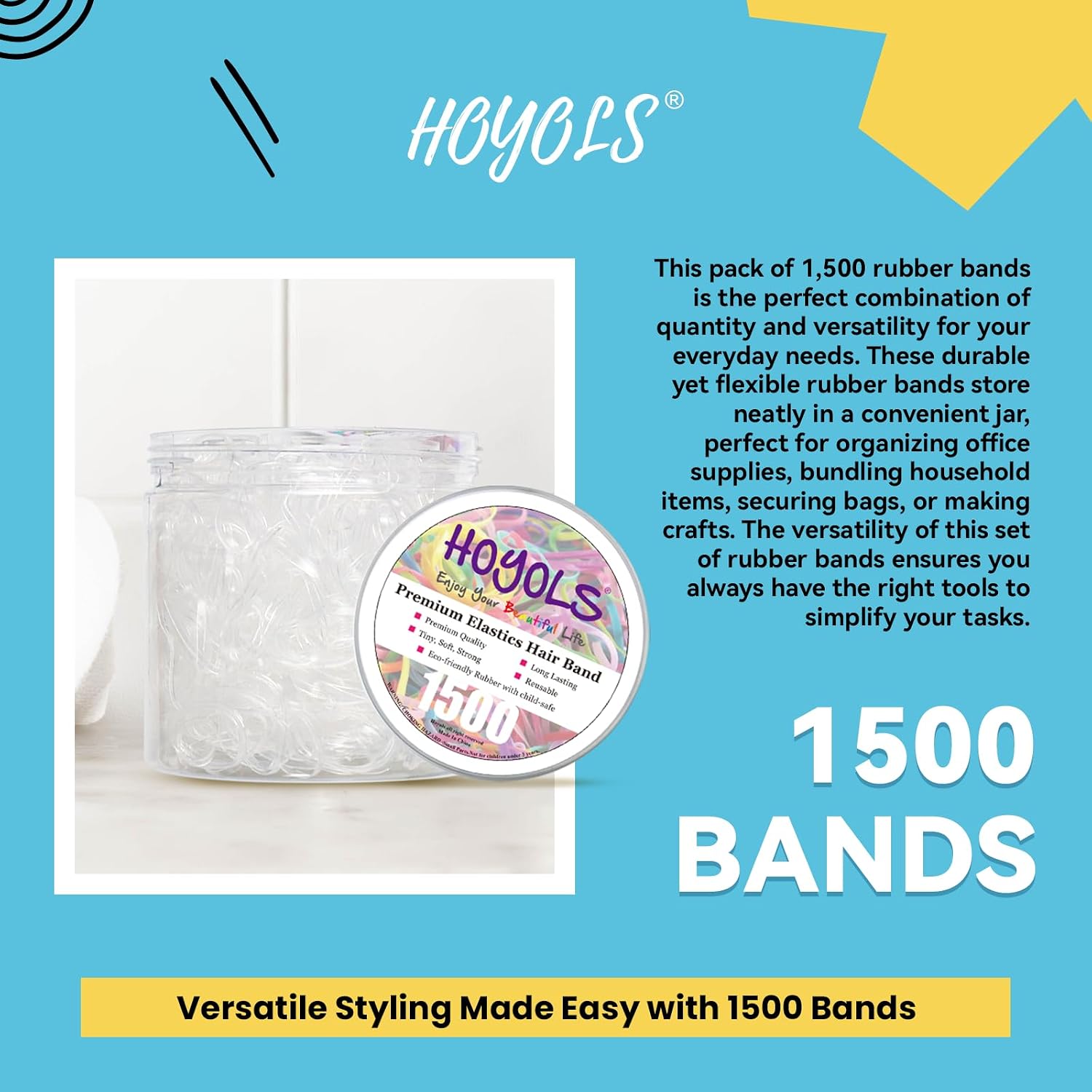 HOYOLS Clear Hair Ties, 1500 Pcs Small Elastic Rubber Bands | Soft Mini TPU Rubber Bands with No-Snag Stretch Hold for Braids, Ponytails and Daily Styling for Women and Teens - Image 4