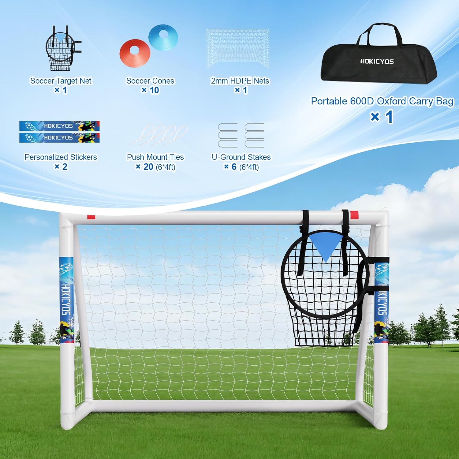 Soccer Goal for Backyard 10×6.5, 8×6 and 6×4 FT Soccer Goals Weatherproof and Portable HPVC Soccer Goal with Soccer Target Net and Carry Bag for Kids and Adults Outdoor's Practice Training - Image 4