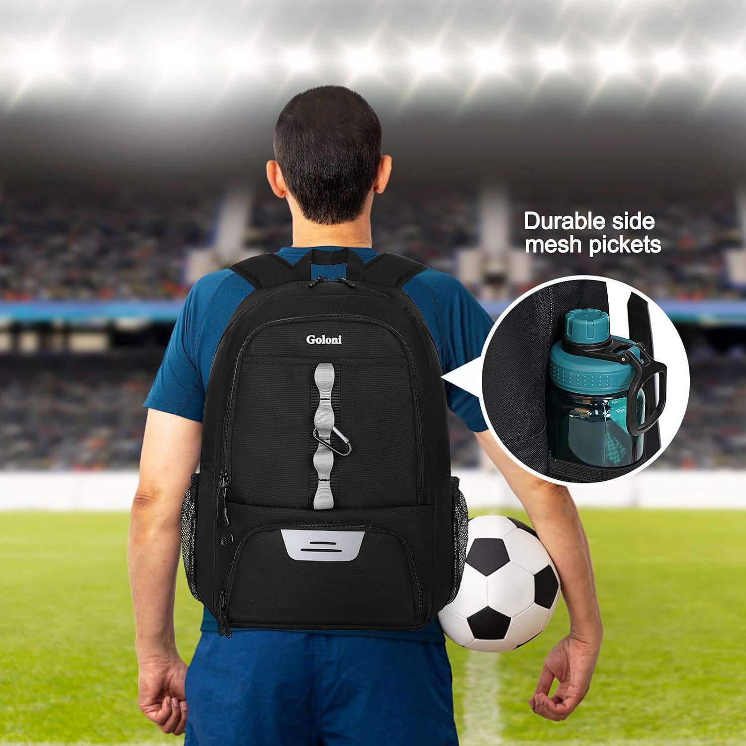 Youth Soccer Bag,Basketball Bag with Ball Compartment & Shoe Compartment,Backpack for Football Volleyball Basketball - Image 6