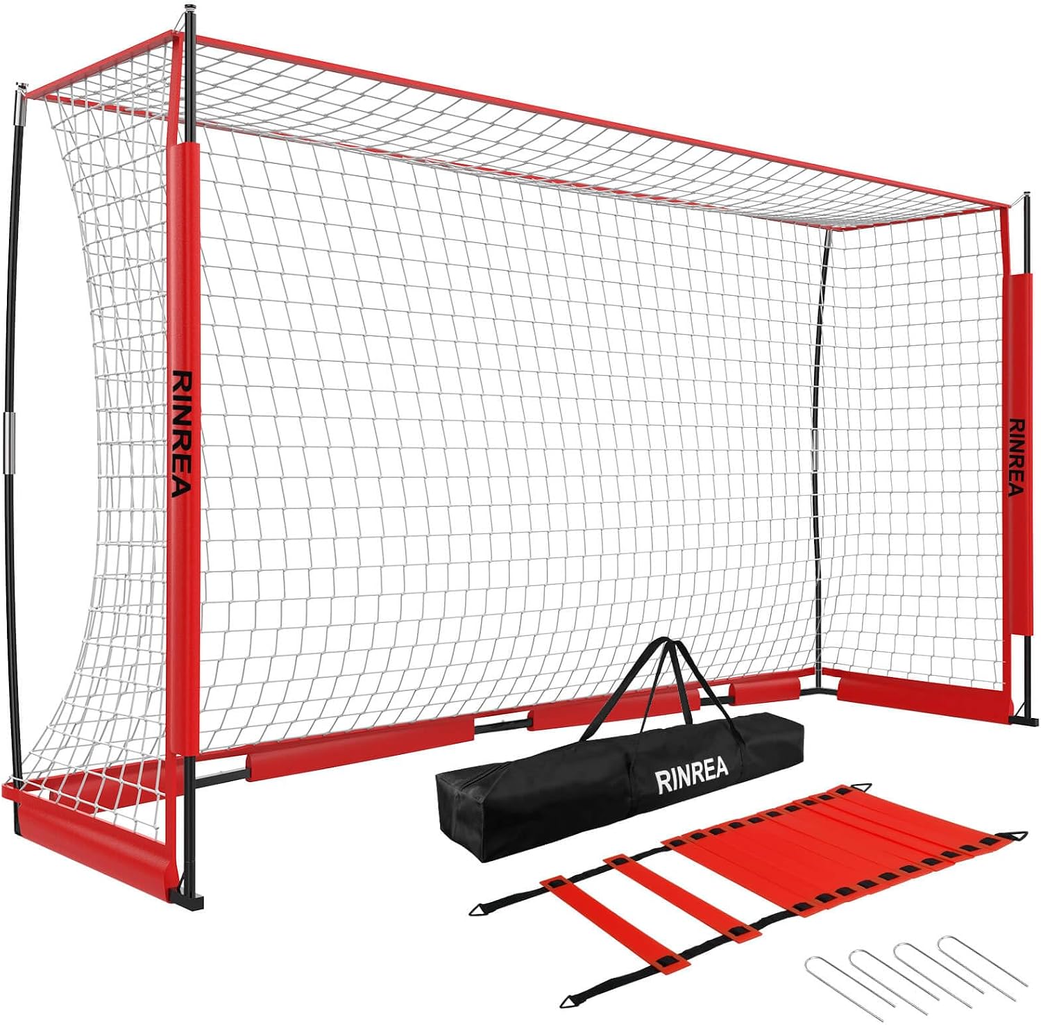 Portable Soccer Goal, Soccer Nets for Backyard with Agility Ladder | 12x6FT/14x7FT, Quick Setup & Disassemble, Stability & Durability, Team & Goalie Training, Carry Bag, Ground Nails