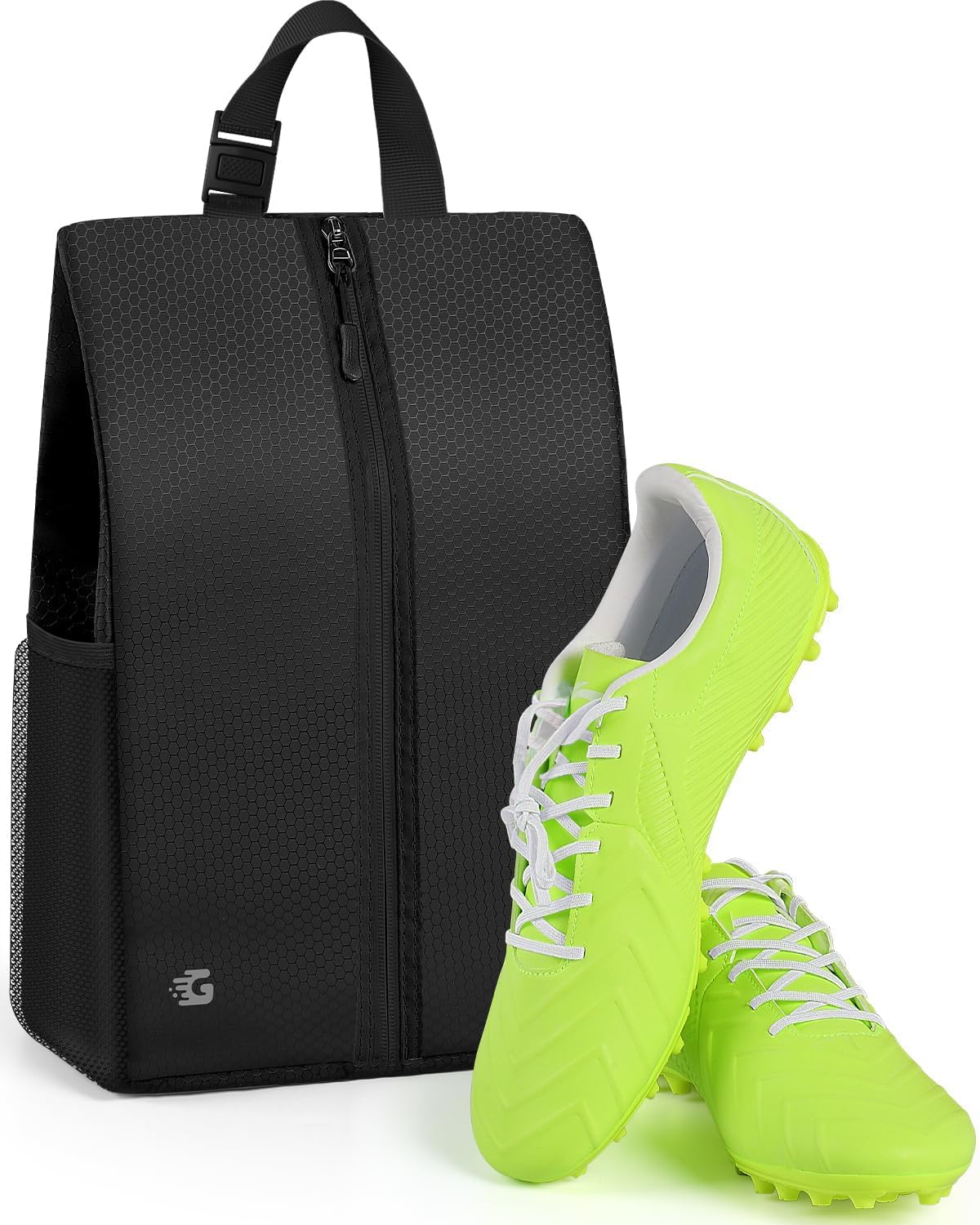 Smell Proof Shoe Bags for Travel-Soccer Cleat Bag Smell Proof with Active Carbon Fabric | Odor-Absorbing Water-Resistant Track Shoe bags for Sports (Black with Black, UP TO US11)