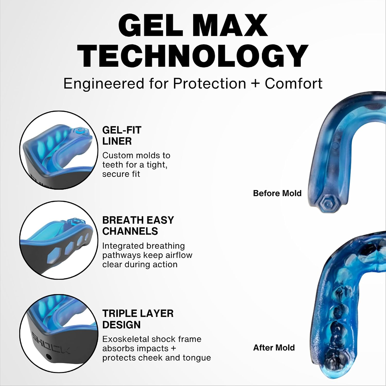 Shock Doctor Adult & Youth Gel Max Mouth Guard for Contact Sports - Image 5
