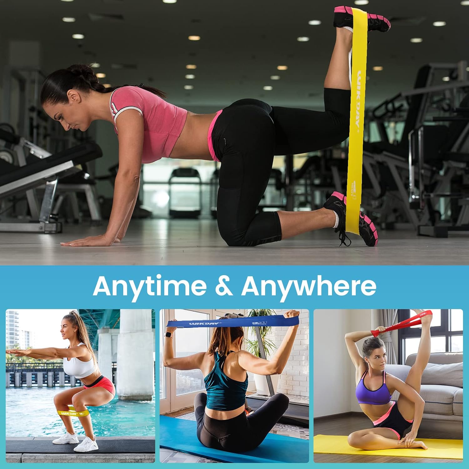 WIKDAY Resistance Bands for Working Out Exercise Loop Bands Workout Bands Set for Men Women Body Stretching, Crossfit Training, Home Workout, Physical Therapy, Booty Legs, Set of 5 - Image 7