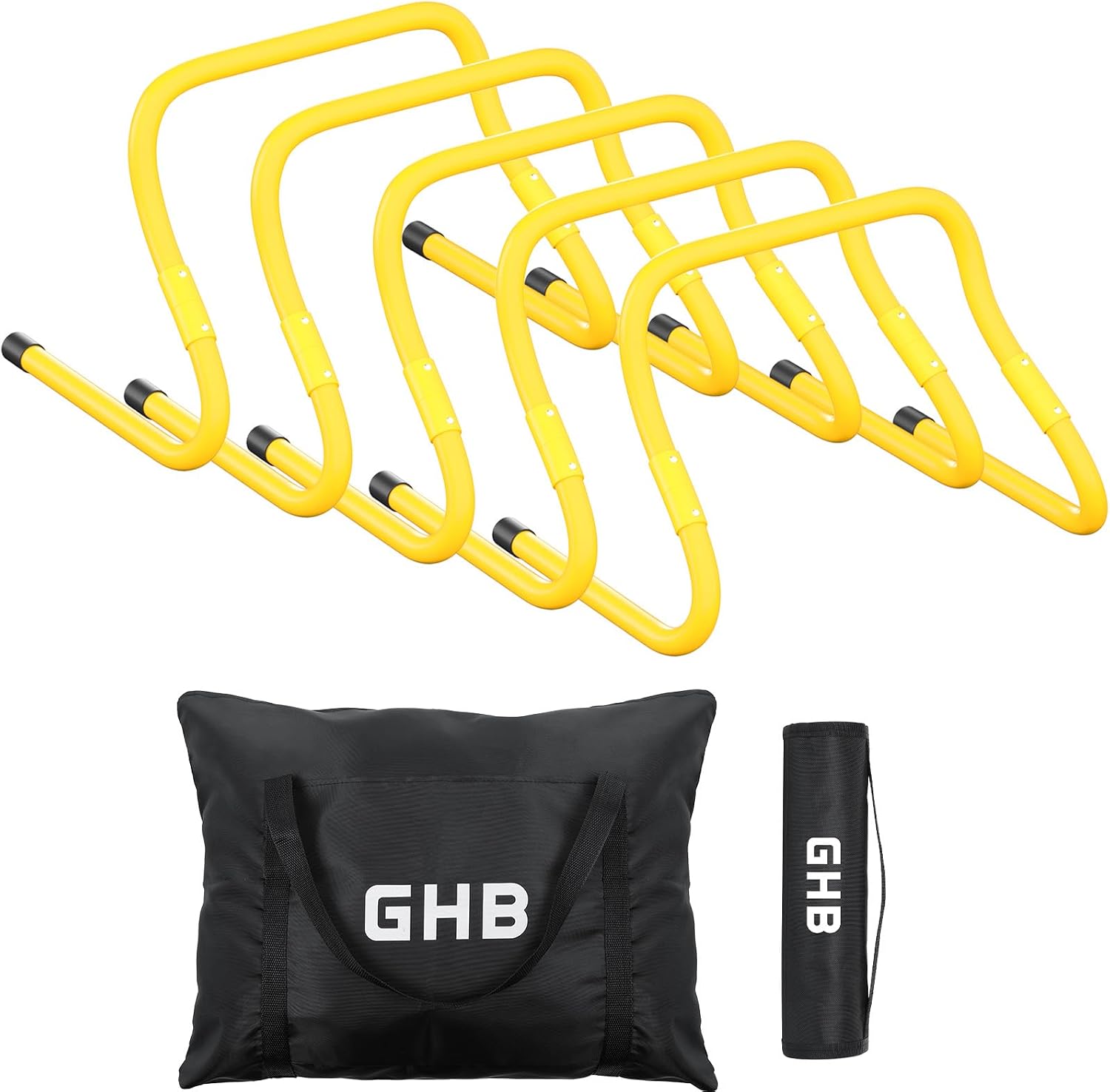 GHB Agility Hurdles Adjustable 8.3"&12.6" Speed Training Equipment Set | Foldable, Sturdy, Drill Guide &Carry Bag Included, For Amateur & Athletes, Soccer & Basketball