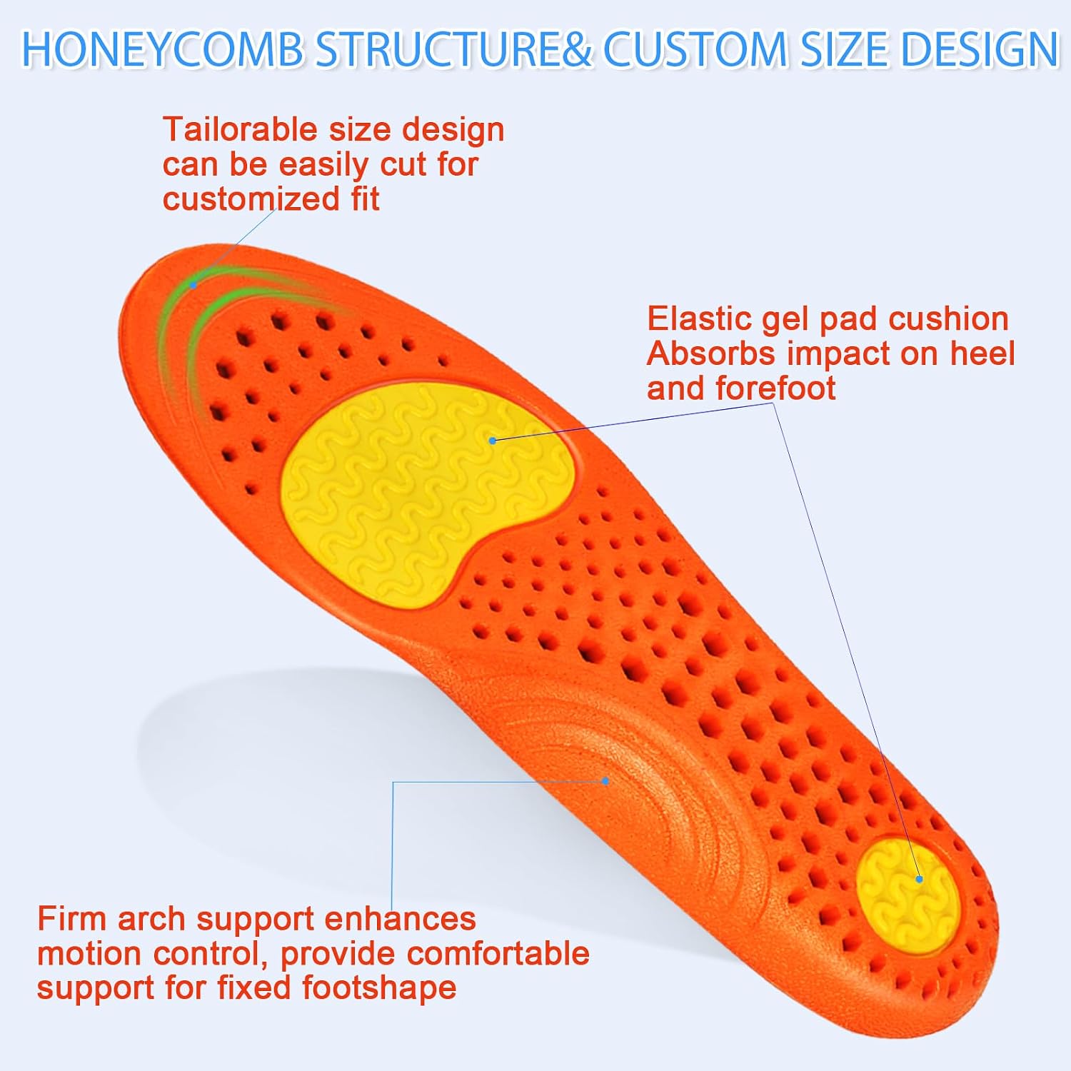 Insoles for Men Women - Shock Absorb Cushion Inserts Size M | Breathable Support Replacement Comfort Shoe Inserts for Sports, Running, Walking, Hiking, All-Day Work - Image 3