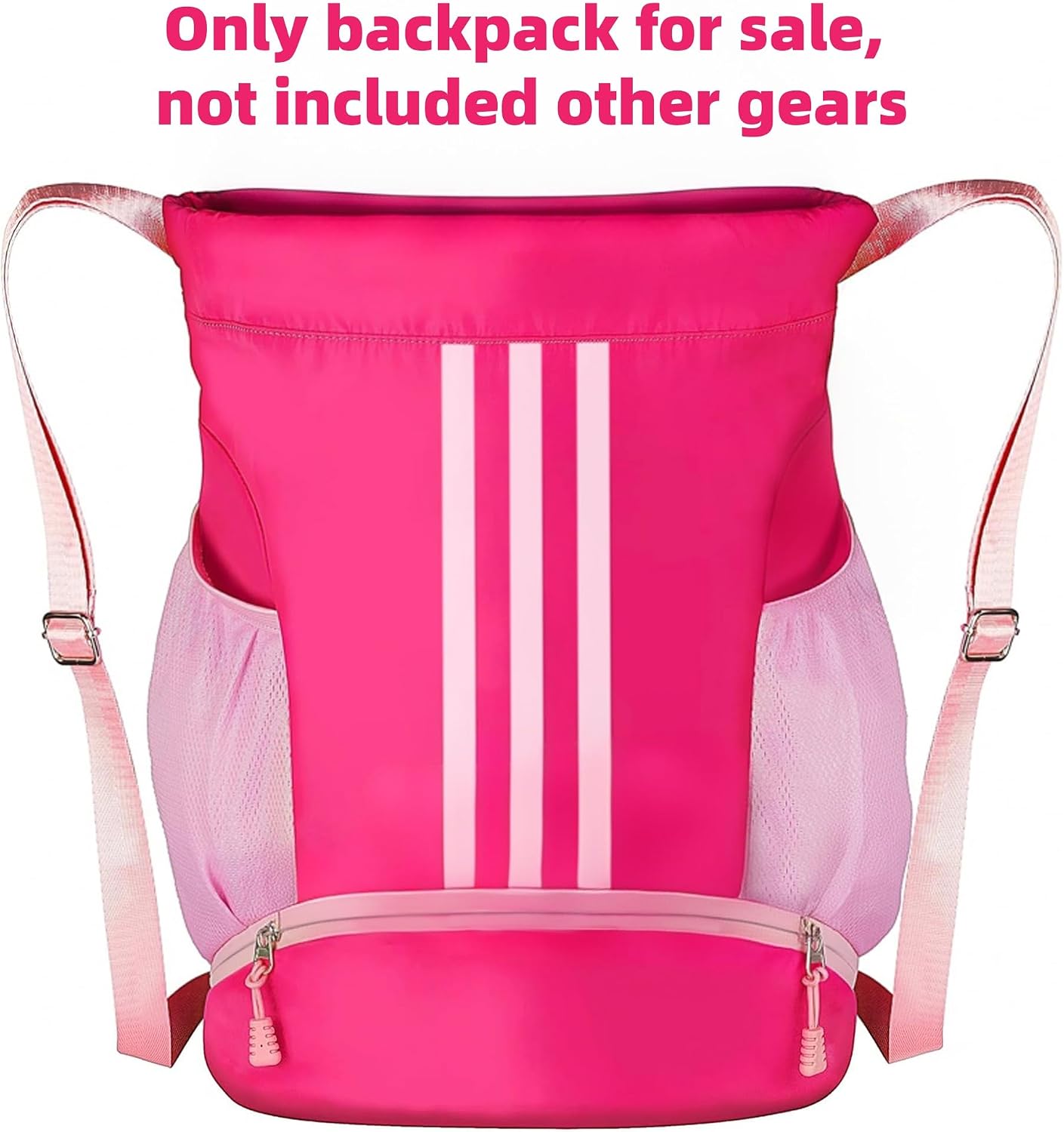 Soccer Bag, Youth Drawstring Backpack for Volleyball Basketball Sports | with 1 Shoes Compartment 1 Wet&Dry Pocket 2 Side Mesh Pockets 2 Zipper Pockets Bag for Gym Training Swimming Back to School - Image 2