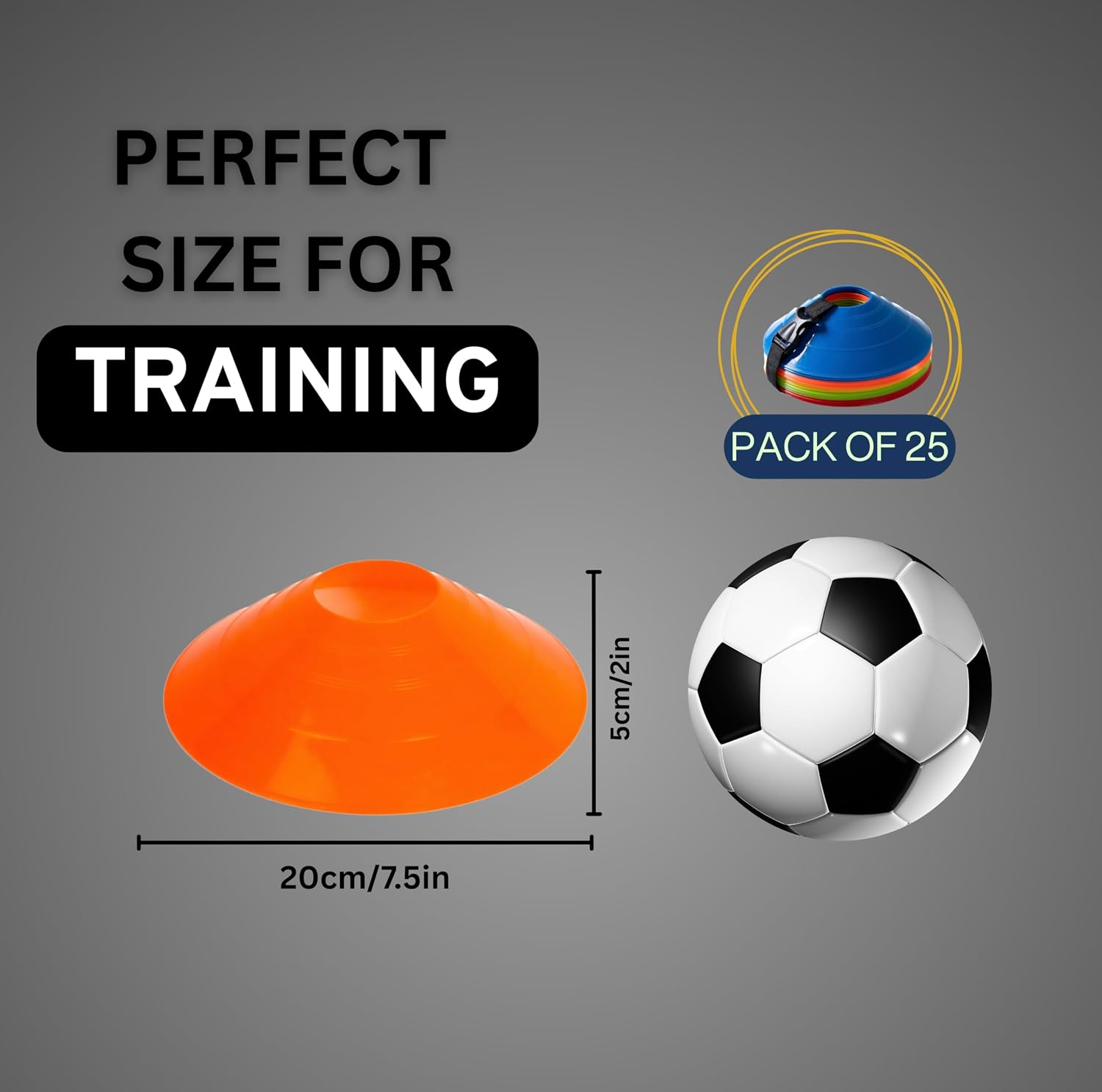 Flexible Soccer Cones (Set of 60/50/40/25) with Mesh Bag & Strap, Sports Cones for Soccer, Basketball, Football Training Equipment, Agility Soccer Cones for Drills Training - Image 2