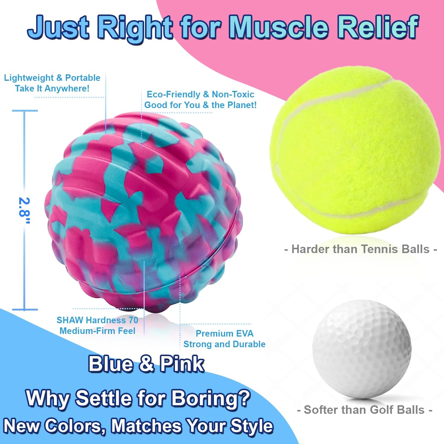 Deep Tissue Massage Ball for Exercise & Recovery - SGS Certification - Targets Back, Shoulder, Legs&Feet - Relieves Muscle Knots, Joint Pain&Tightness, Pressure Point Therapy- Myofascial Release Ball - Image 3