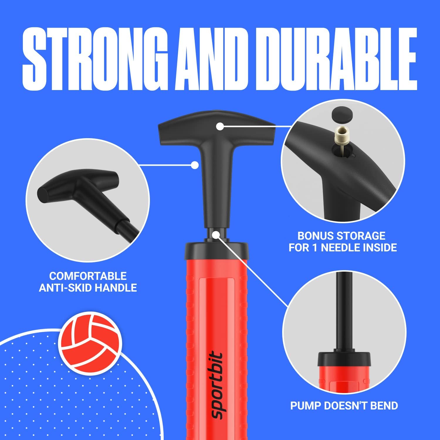 Push & Pull Inflating System, Hand Pump for Basketball, Volleyball, Soccer & Football, Court & Gym Ready - Image 3