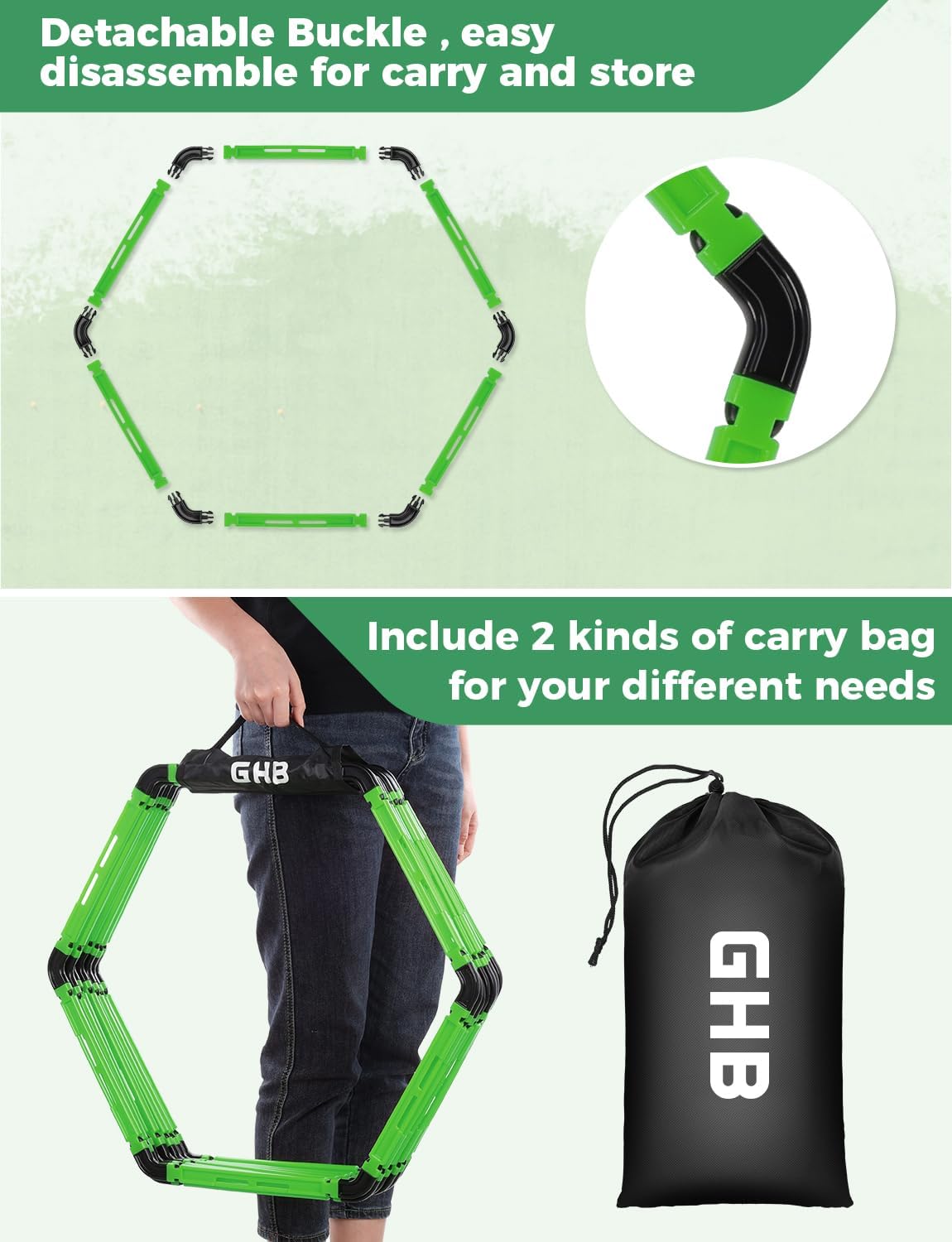 GHB Hex Agility Rings Speed Rings with Carrying Bag 6 Set Portable Hexagon Rings, Agility Ladder for Agility Footwork Training - Image 4