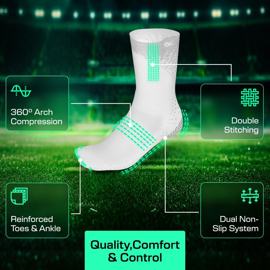 LUX Sports Thin Soccer Grip Socks for Men and Women | GripArray traction, arch compression and moisture control in a thin cleat-fit design - Image 3