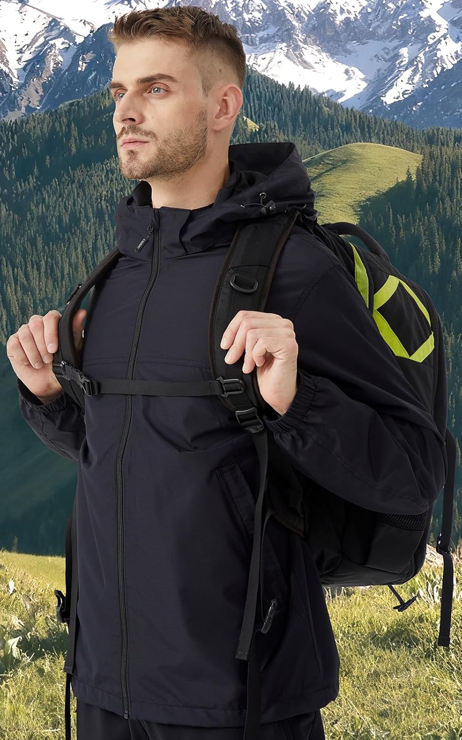 Men's Lightweight Hooded Jacket Waterproof Windbreaker Raincoat Shell Jacket for Outdoor Hiking Traval - Image 3