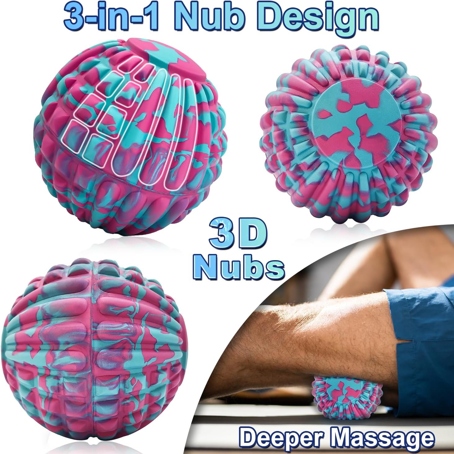 Deep Tissue Massage Ball for Exercise & Recovery - SGS Certification - Targets Back, Shoulder, Legs&Feet - Relieves Muscle Knots, Joint Pain&Tightness, Pressure Point Therapy- Myofascial Release Ball - Image 4