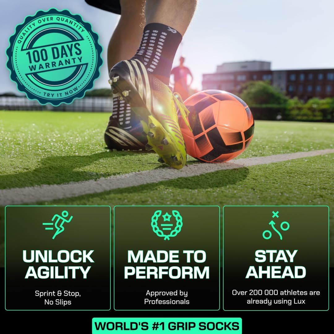 LUX Anti Slip Soccer Socks (3 Pack) - Non Slip Sports Grip Pads Socks - Football, Soccer, Basketball - Image 3