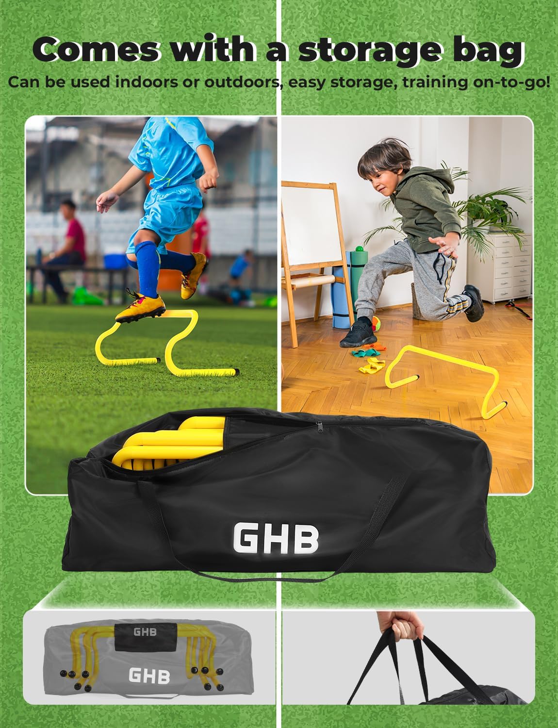 GHB Agility Hurdles 8" Speed Agility Training Hurdles | Detachable Sturdy Hurdles Training Equipment Set with Carry Bag for Kids,Athletes,Soccer,Basketball - Image 8