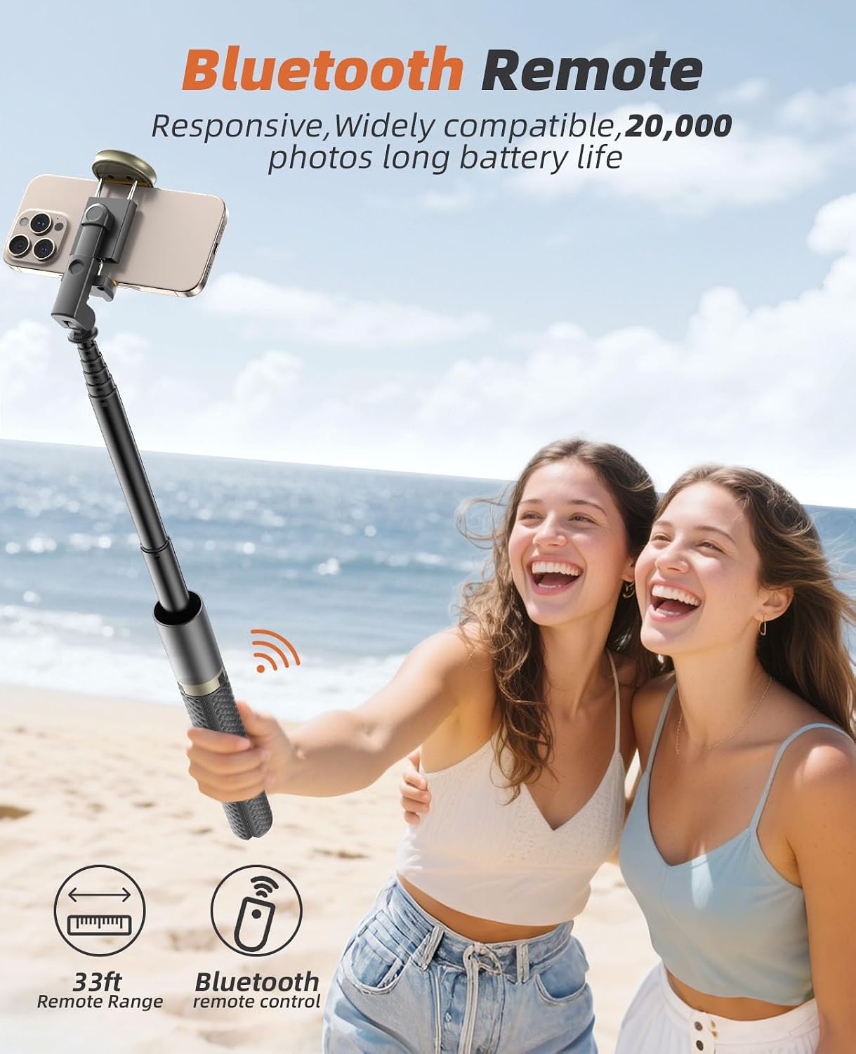 Phone Tripod & Selfie Stick with Remote, Portable Travel Phone Stand for Video Recording Vlog, Extendable Cell Phone Holder Compatible with iPhone Android, Black, 62" - Image 4