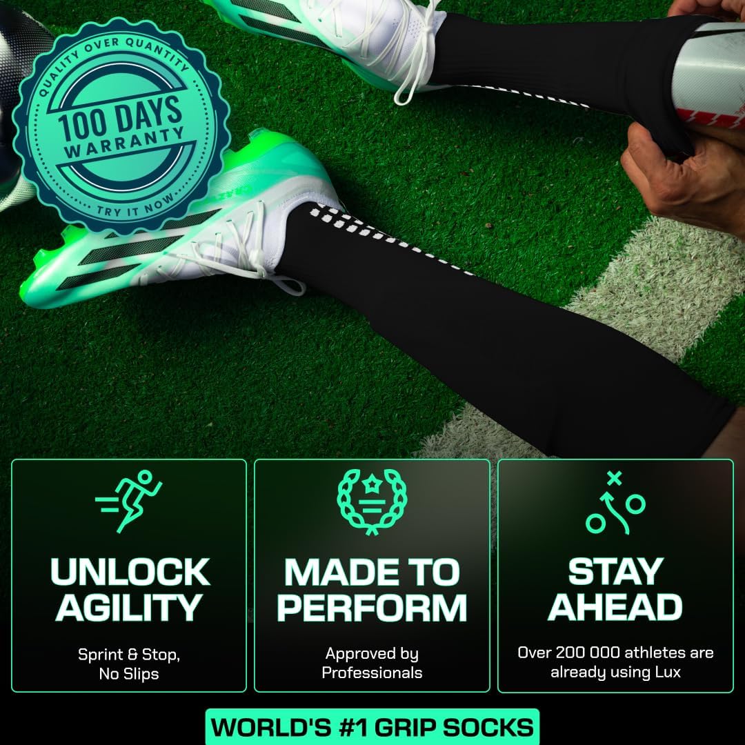 LUX Sports Knee-High Soccer Grip Socks | Full-length coverage with non-slip pads, cushioned comfort and a secure cleat fit - Image 7