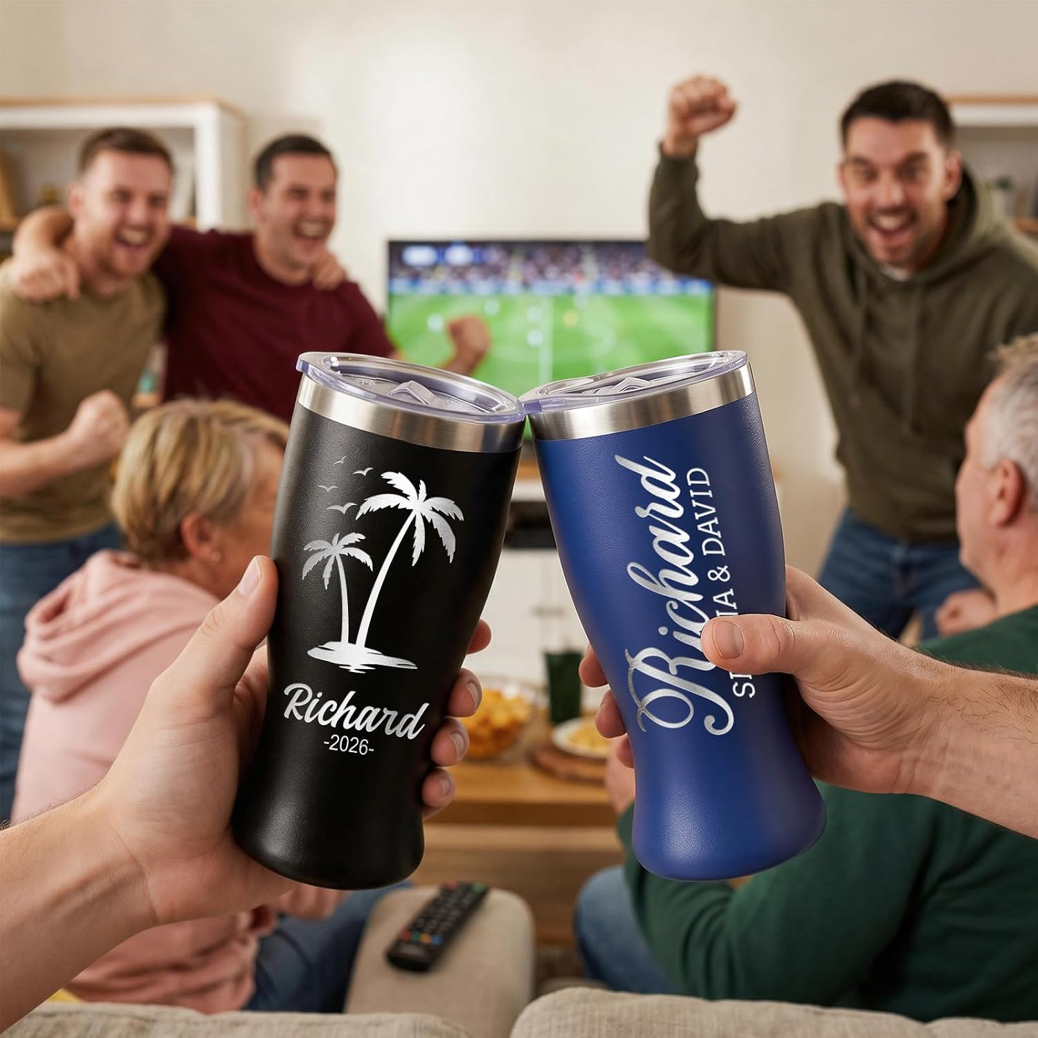 Personalized Insulated Coffee Tumbler with Text Name Team Number, 16oz Engraved Stainless Steel Soccer Fan Tumbler, Customized Birthday Beer & Spirits Gift for Men, Dad, Drinking Mug for Game Day - Image 5