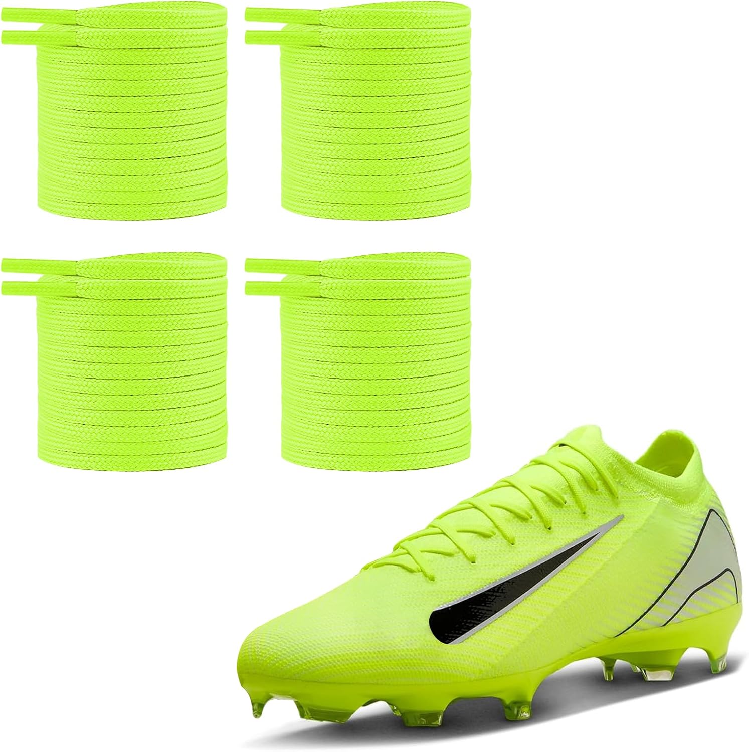 UamGlsob 2 Pairs Soccer Cleats Shoe Laces for Mercurial Shoe, 5/32"(4mm) Thin Football Shoelaces Replacement for Sneaker