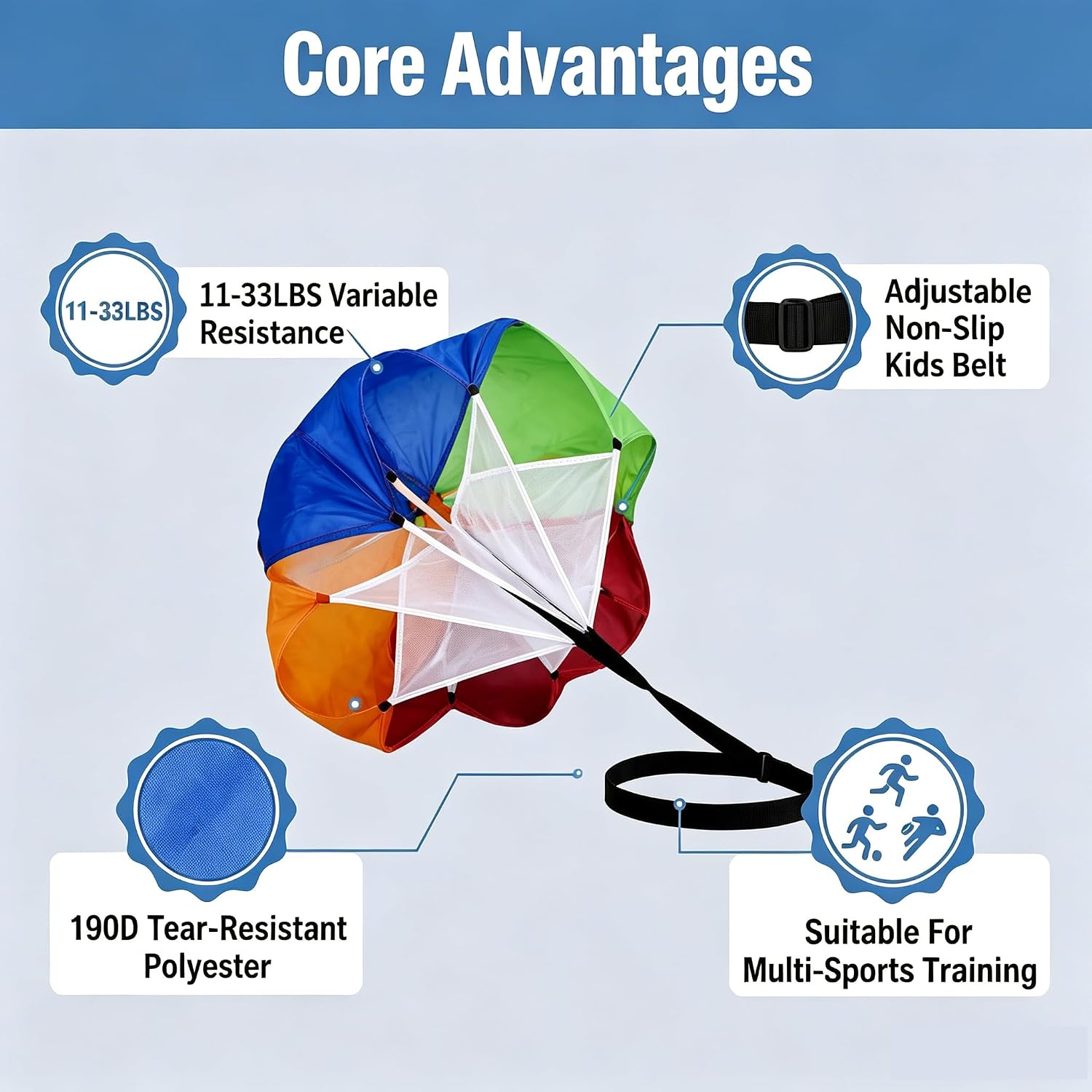 Kids Speed Training Resistance Parachute Running Training Equipment Small | for Youth Athletes Track and Field Sprint Football Softball Soccer Baseball Basketball Swim Agility Train Workout - Image 6