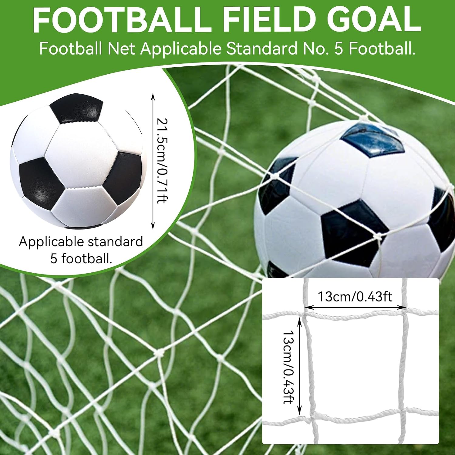 Soccer Goal Net, Soccer Replacement Goal Nets Sports Soccer Goal Post Net Full Size Football Goal Post Netting for Sports Match Training - Image 2